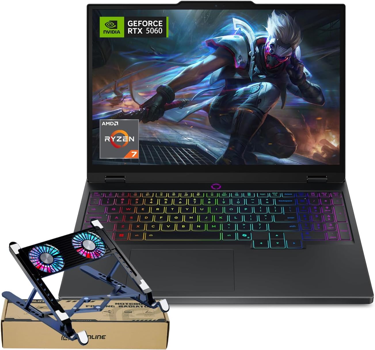 Lenovo Legion 5 15AHP10 RTX 5060 Gaming Laptop,15.1 OLED WQXGA(2560 x 1600) 165Hz, AMD Ryzen 7 260(Beats Intel i7-14700), NVIDIA RTX 5060, 32GB DDR5 RAM,1TB SSD, Wi-Fi 7, Bundle PCO Laptop Cooler
