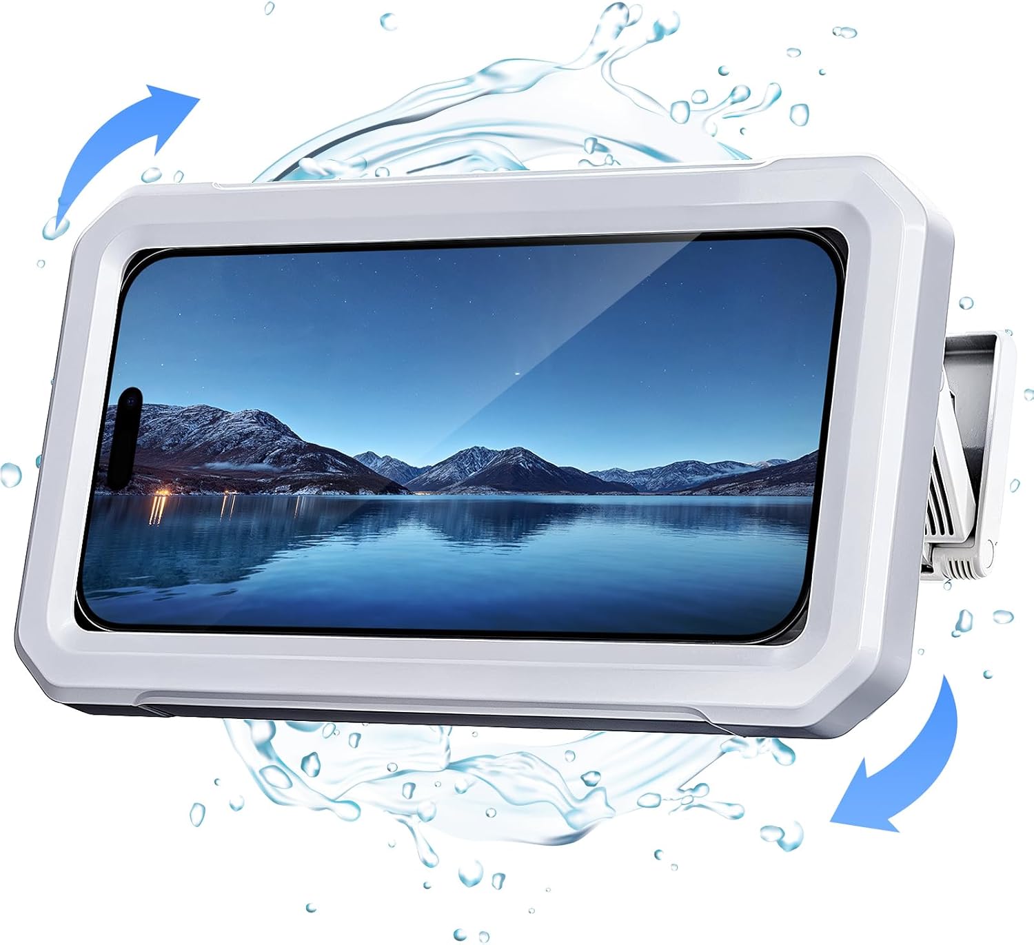 Coolpow Shower Phone Holder Waterproof【480° Rotatable】 Retractable Adjustable Shower Phone Case, Shower Accessories for Bathroom Wall Phone Mount Stand Water Proof Anti Fog Case, for 4-7″ Cellphones
