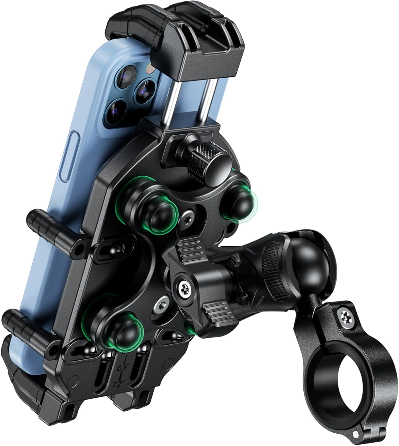 BRCOVAN Anti-Theft Motorcycle Phone Mount Holder with Vibration Dampener & High-Speed Secure Lock, Adjustable Size Handlebar Cellphone Cradle for Bike Bicycle Scooter ATV, Fit 5.4-7.2” Smartphone