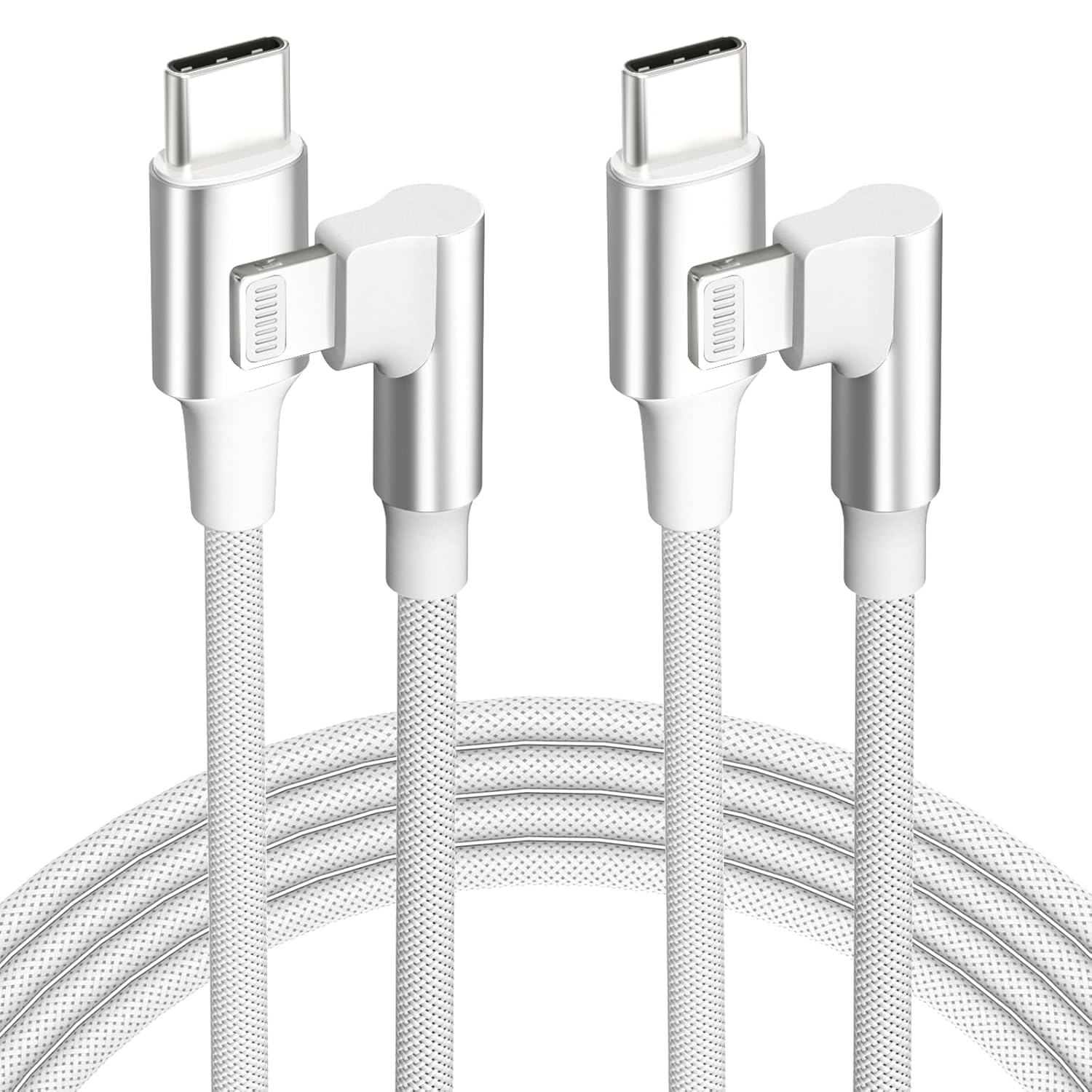 USB C to Lightning Cable 6FT 2Pack 90 Degree [MFi Certified], iPhone Charger Cord Fast Charging Power Delivery Right Angle Nylon Braided Cable for iPhone 14 13 12 11 Pro Max X XS XR 8 7 6s Plus SE