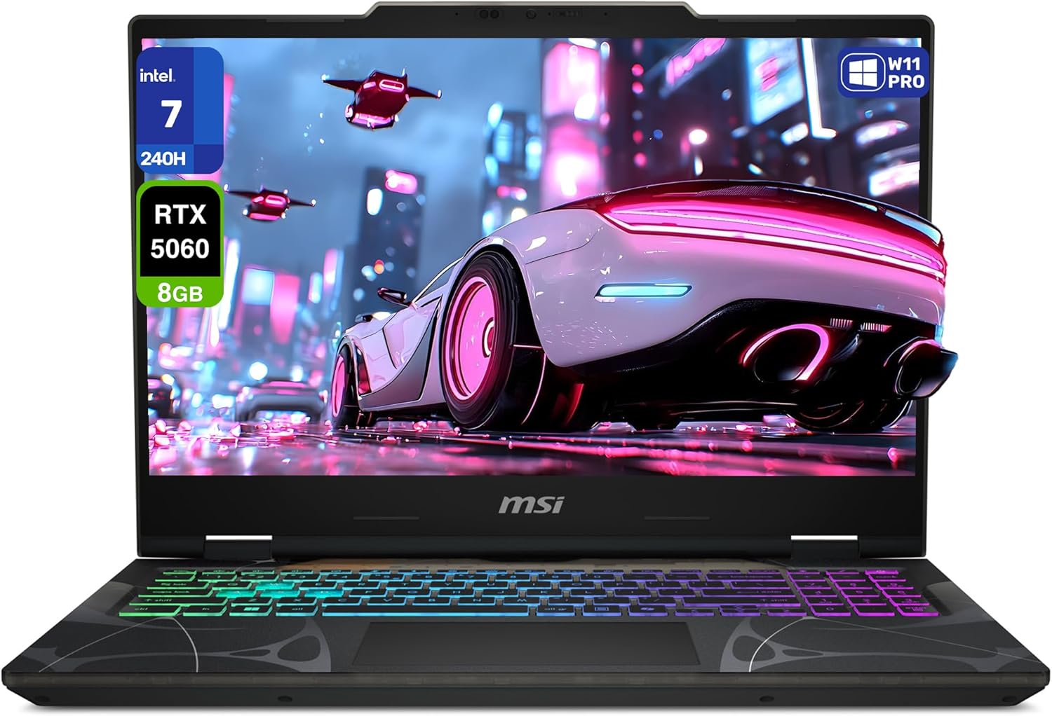 msi Cyborg 15 Gaming Laptop, Intel 7-240H, 32 GB DDR5 RAM, 1 TB PCIe SSD, 15.6″ FHD (1920×1080) 144 Hz IPS Display, Nvidia G-Force RTX 5060, 4-Zone RGB Keyboard, W11 Pro, Translucent Black