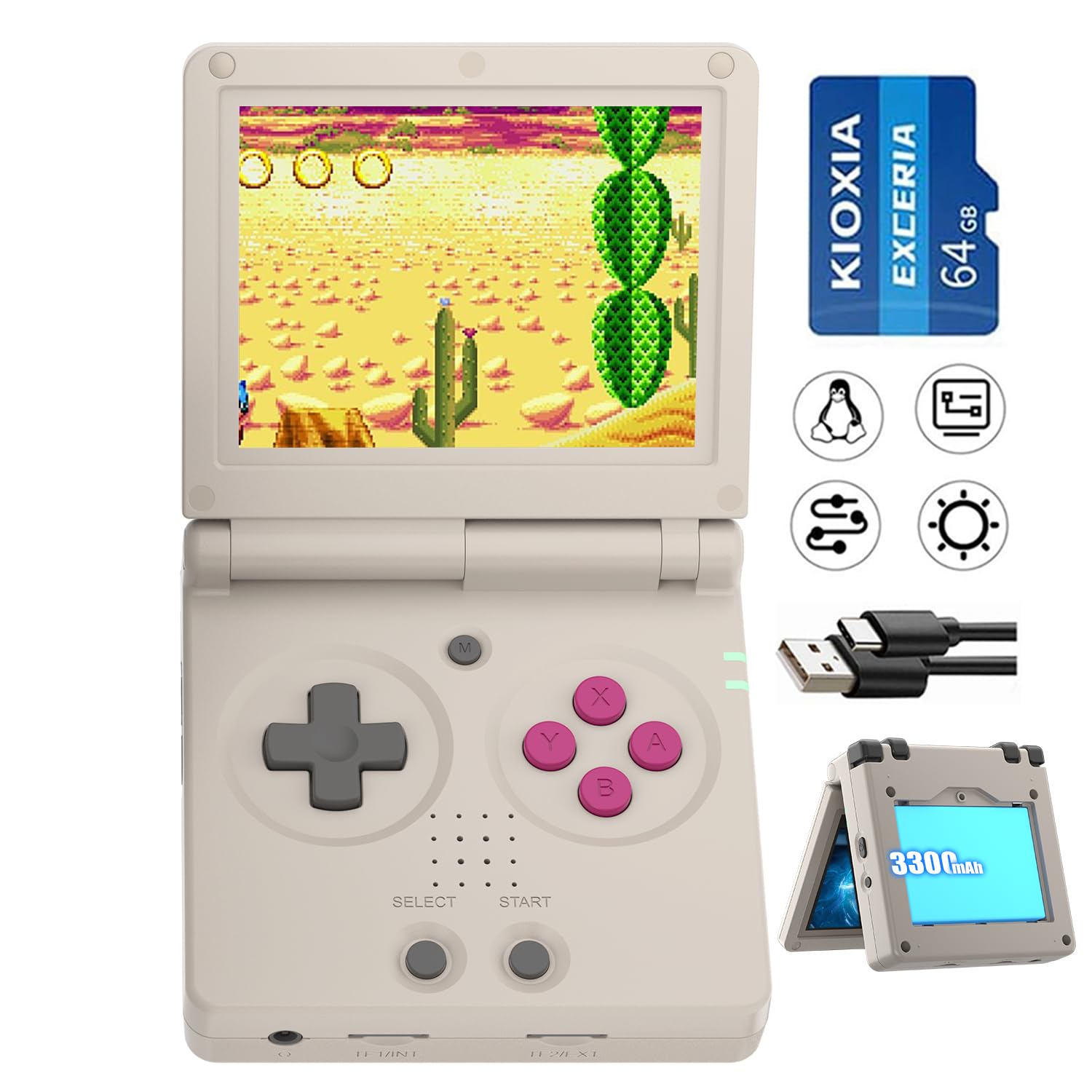 RG35XXSP Flip Portable Retro Handheld Game Console,RG35XXSP 3.5 Inch IPS Screen Linux System with 64G TF Card Pre-Installed 5532 Games,Clamshell Games Consoles Supports 5G WiFi Bluetooth HDMI xxsp