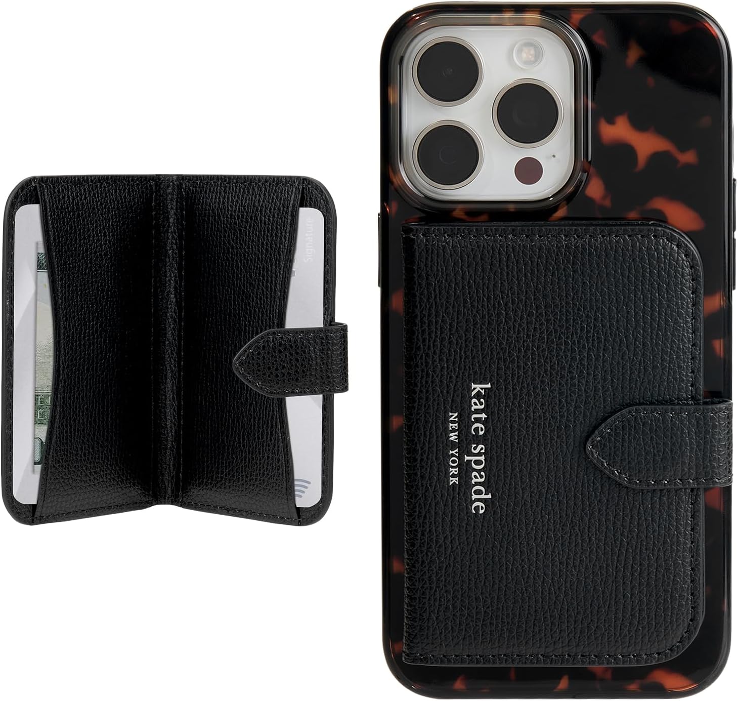 kate spade new york Morgan Magnetic Phone Wallet/Card Holder – Compatible with MagSafe Phones and Cases – Midnight Black