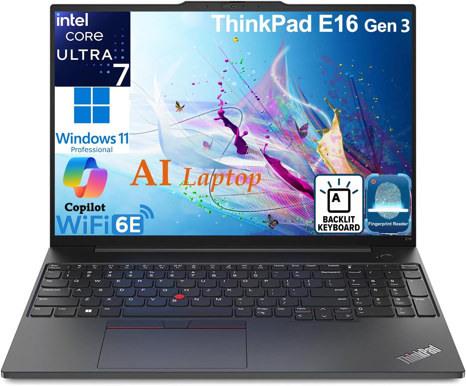 Lenovo ThinkPad E16 Gen 3 Business Laptop Computer, Intel 16-Core Ultra 7 255H (Beat i9-13900H), 32GB DDR5 RAM, 2TB PCIe SSD, 16″ FHD+, WiFi 6E, Bluetooth 5.3, Webcam, Numeric Keypad, Windows 11 Pro