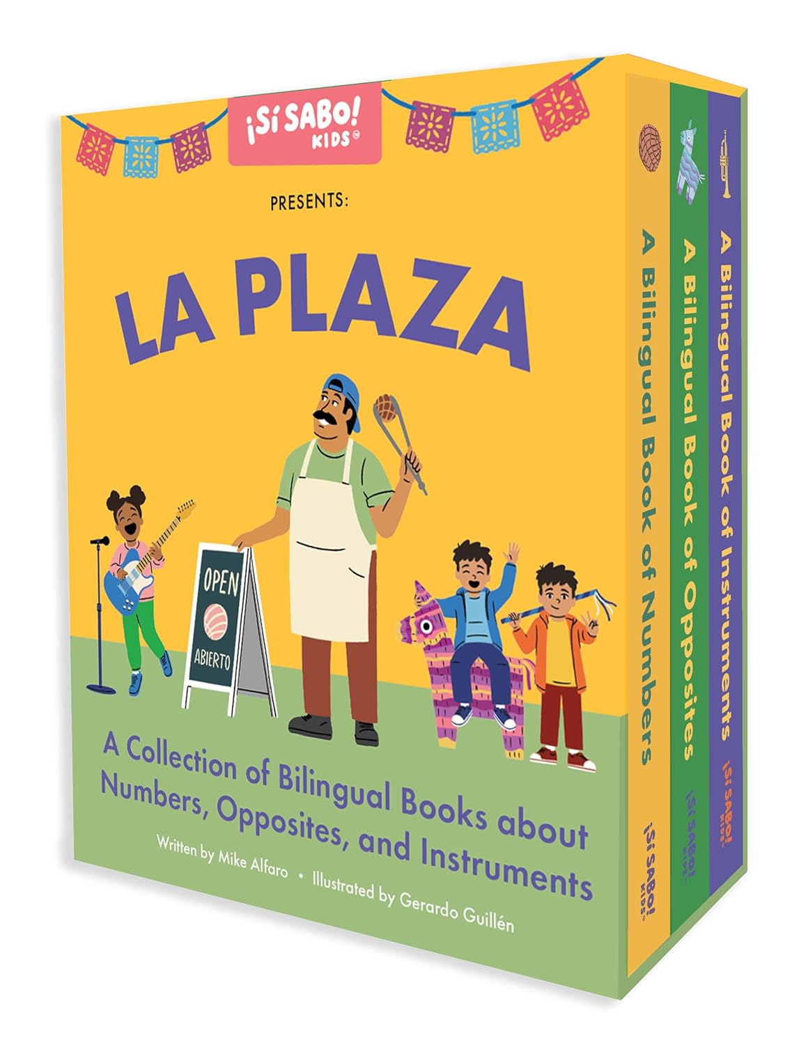 La Plaza: A Collection of Bilingual Books about Numbers, Opposites, and Musical Instruments Inspired by Latin American Culture (Si Sabo Bilingual Books for Kids)