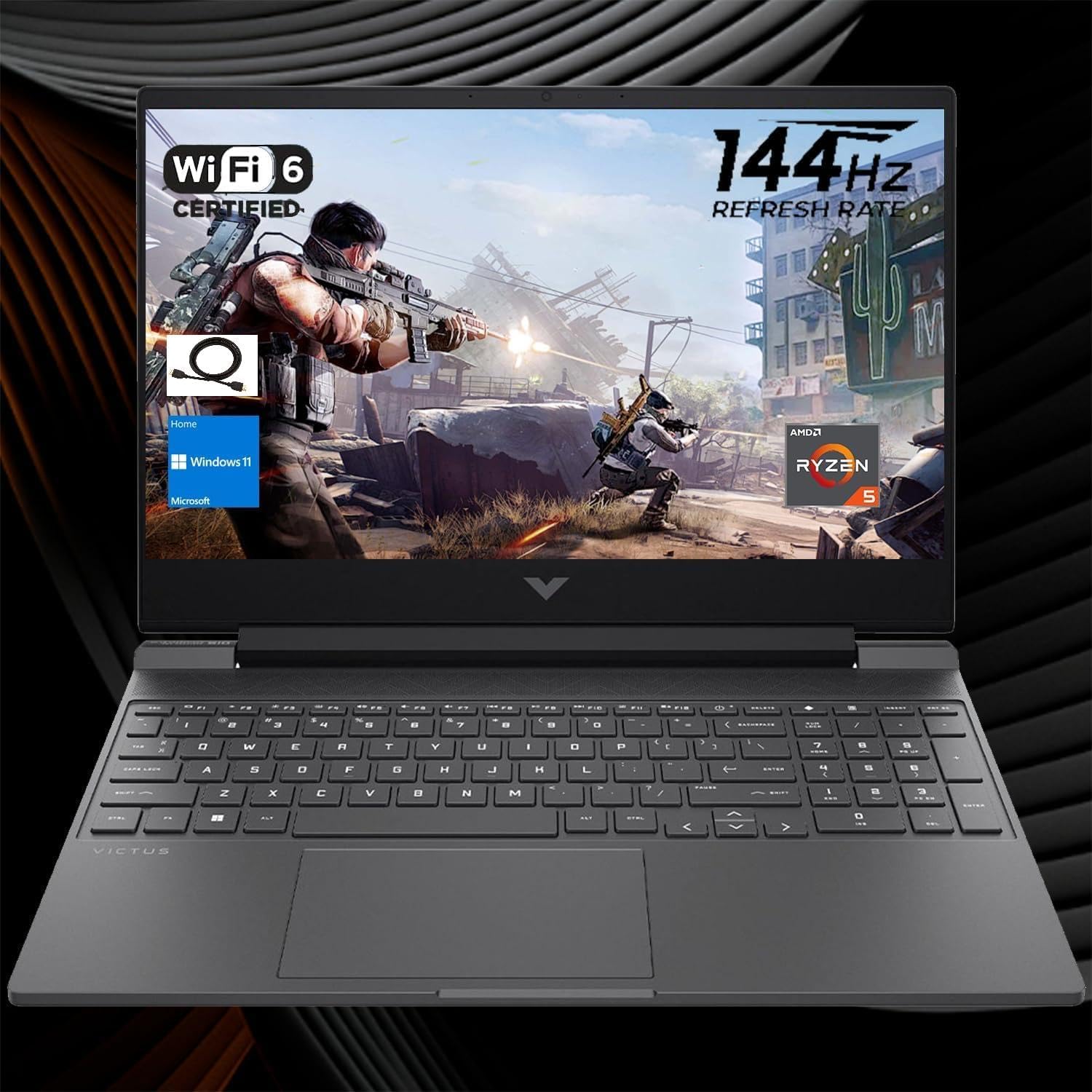 HP Victus Gaming Laptop, 15.6″ FHD 144Hz, AMD Ryzen 5 7535HS, Radeon RX 6550M (Beats Nvidia GeForce RTX 3050), 16GB RAM 512GB SSD, Backlit Keyboard, Wi-Fi 6, Bluetooth, Windows 11 Home, Mica Silver