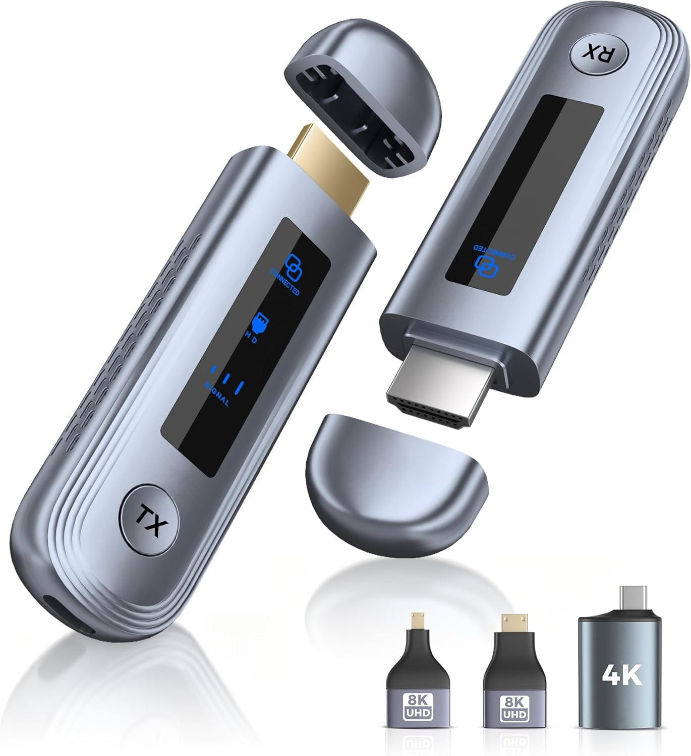 4K Wireless HDMI Transmitter and Receiver, 4 K Input & Output,2026 Upgraded LED Display,Plug and Play Portable 2.4G/5G Wireless HDMI Extender,Compatible with PC/Laptop/Camera/HDTV/Projector/TV Box