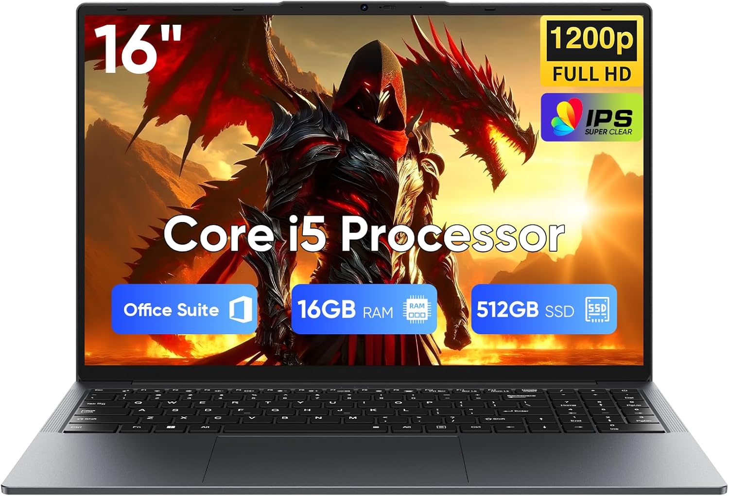 EYY 16″ Laptop Computer Intel Core i5 Processor, Win 11 Pro Laptop 16GB RAM 512GB SSD, 1920 x 1200 FHD 16:10 Display, Office Suite Notebook with Backlit Keyboard, Student Business Work Laptops