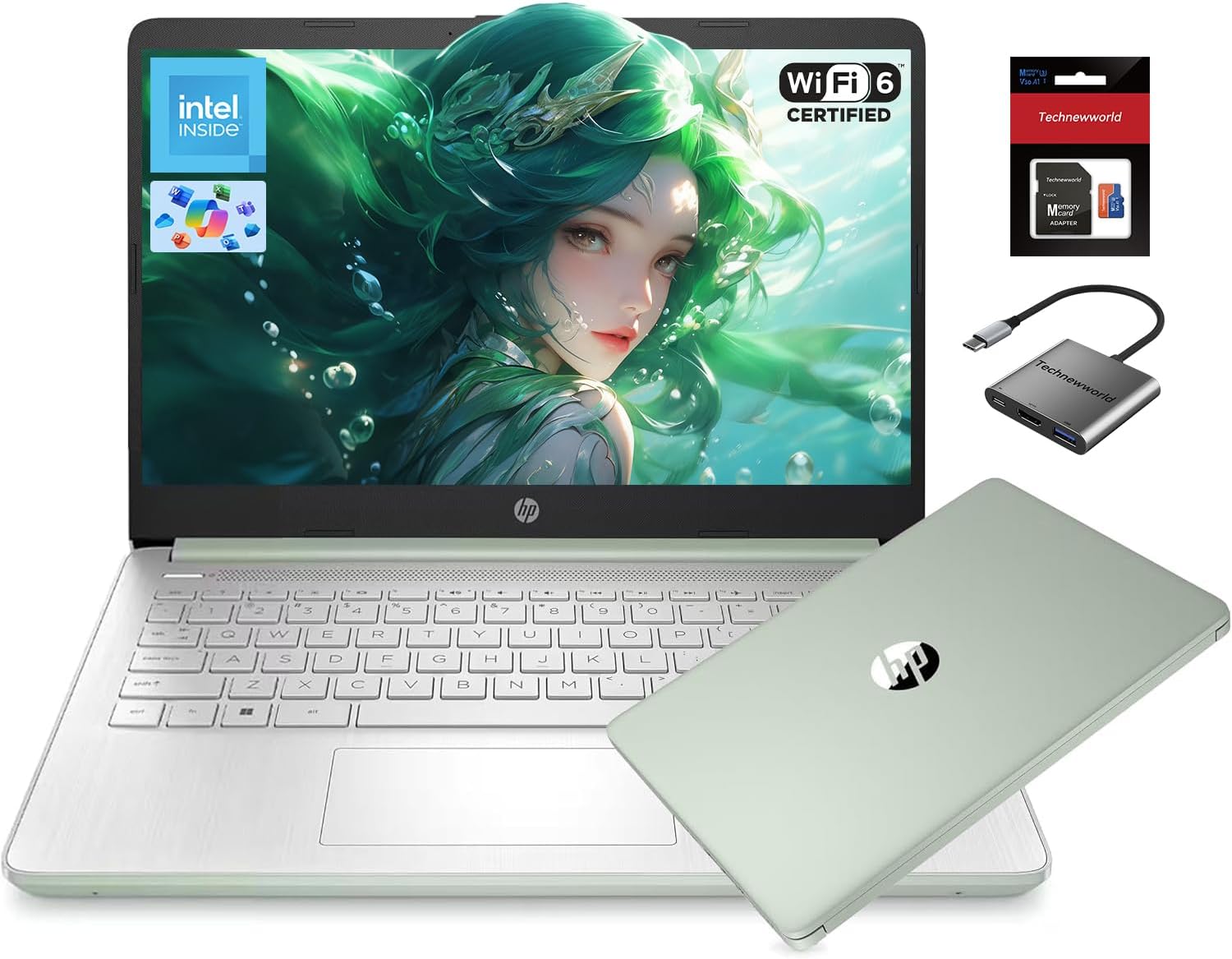HP 14 Inch Student Laptop Office 365, Quad-Core Processor (Beat i3-1115G4), 8GB RAM 256GB Storage (128GB UFS+128GB SD Card), Computer for Business and Study Home with Wi-Fi 6 Win11, W/Accessories