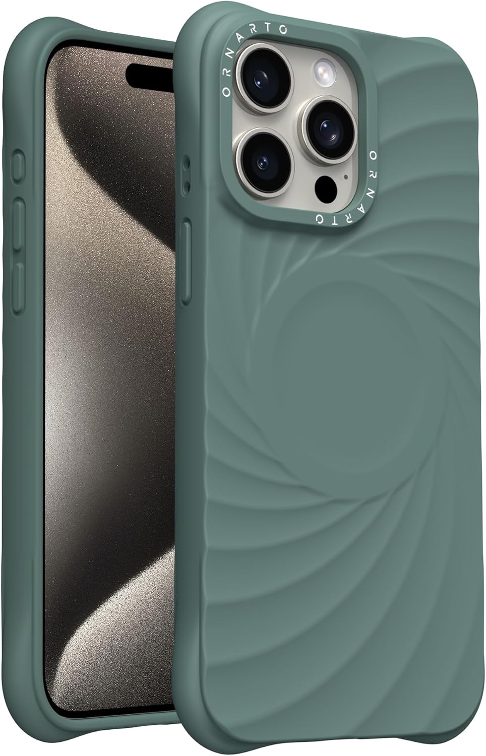 ORNARTO Vortuxe for iPhone 15 Pro Case 6.1″ | 2X MIL-STD Drop Protection | Compatible with MagSafe | Sleek Aesthetic Liquid Silicone Phone Cover – Pine Green