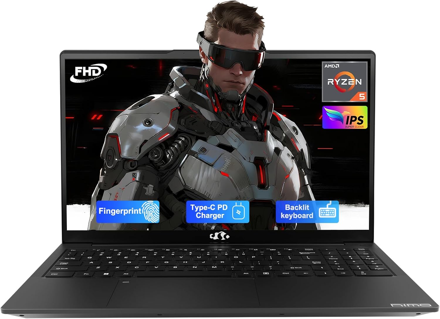 NIMO 15.6” IPS FHD-Laptop, 16GB RAM 1TB SSD AMD Ryzen 5(Beat i5-1135G7, 4 Cores Up to 3.7GHz) Student Computer with 2 Years Warranty, 65W Type-C, Fingerprint, Backlit Keyboard, BT5.2, Numpad