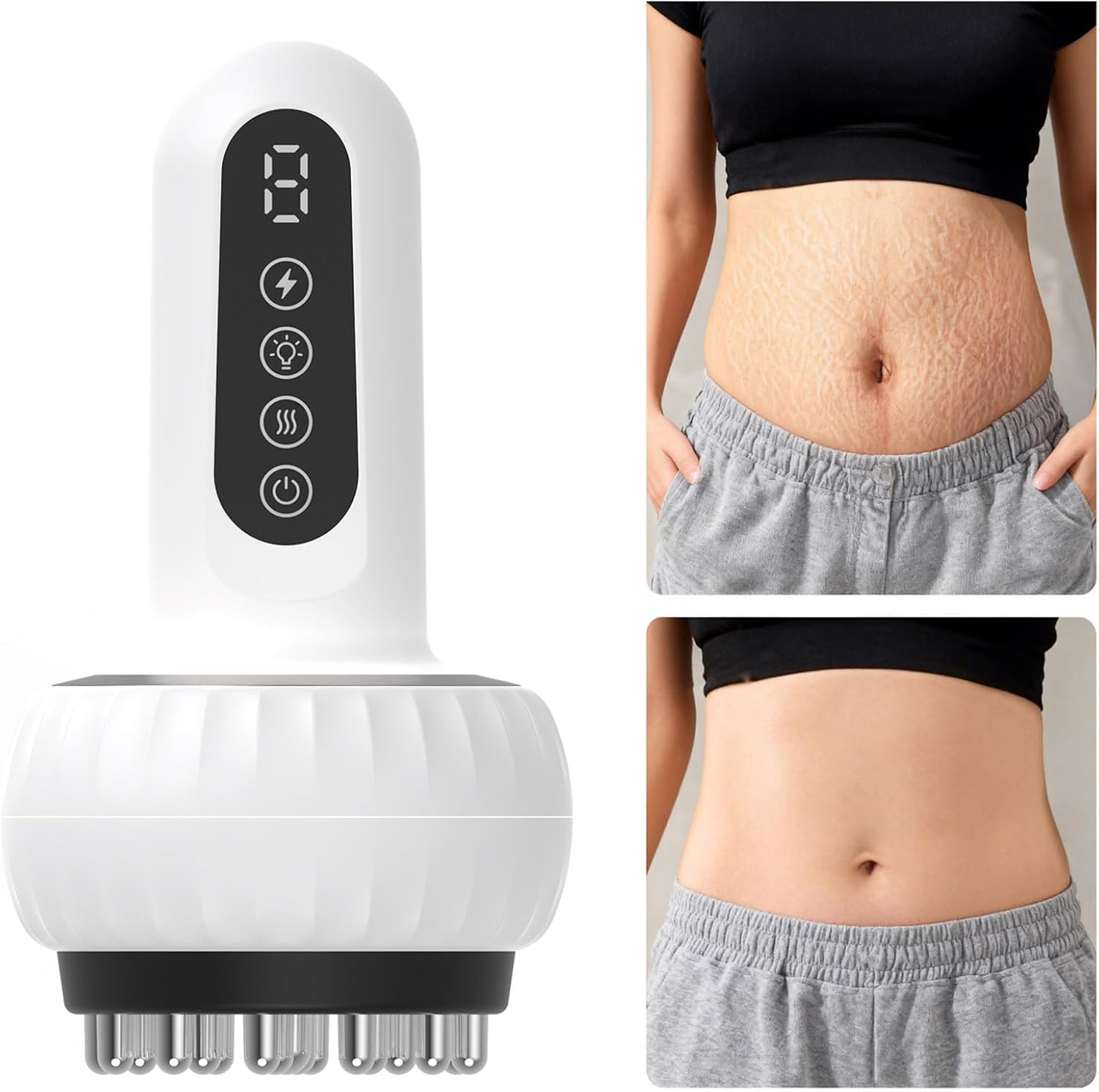 Lymphatic Drainage Massager & Anti Cellulite Massage Tool, Body Sculpting Machine with Microcurrent, Light, Heat & Vibration, Reduce Stretch Marks & Cellulite for Legs, Arms, Belly, Thighs, Back