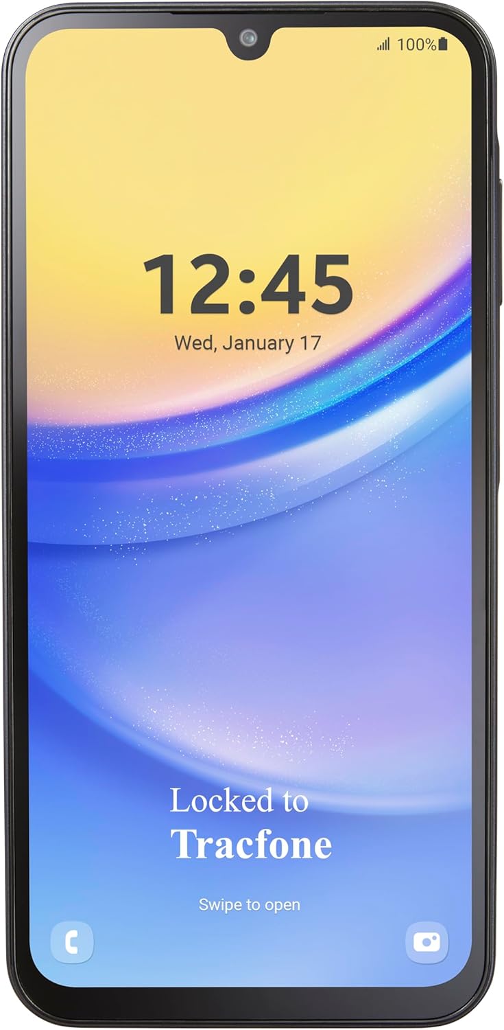 [Activation Promotion] Tracfone Samsung A15 5G Locked Prepaid Smartphone, 64GB, Black – Includes $20 Unlimited Talk, Text, & 4GB Data 30-Day Plan