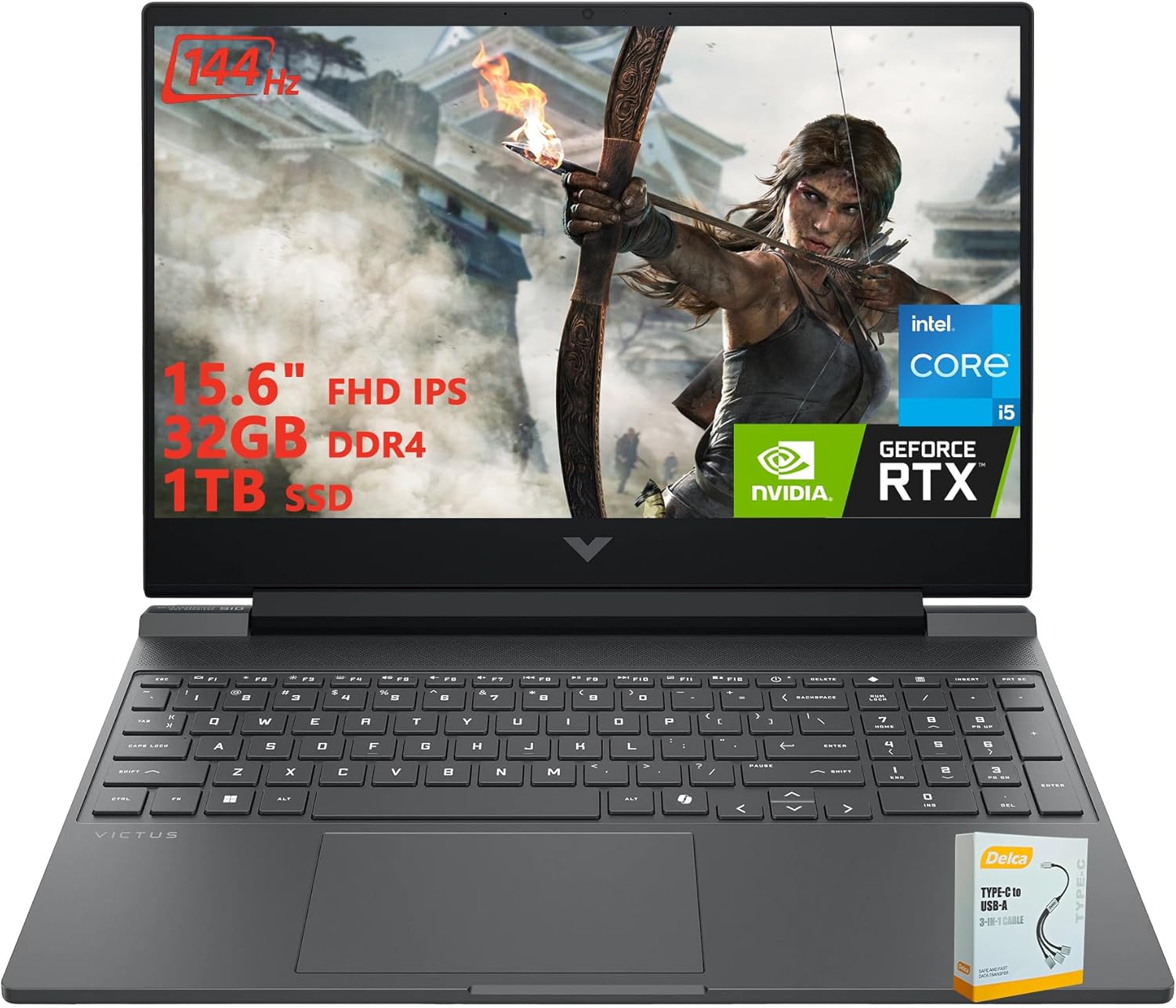 HP Victus 15 Gaming Laptop | 15.6″ FHD IPS Anti-Glare 144Hz | Intel 8-Core i5-13420H | 32GB DDR4 1TB SSD | NVIDIA GeForce RTX 3050 6GB | Backlit Keyboard Fast Charging Win11 w/DLCA Accessory