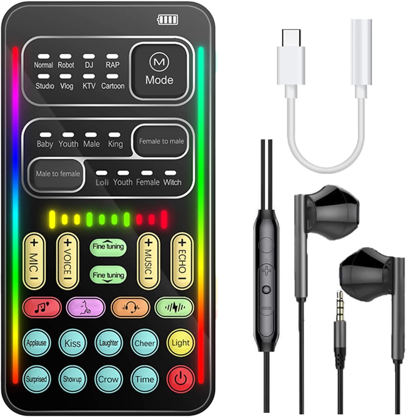 Game Voice Changer, Audio Mixer, i9Live Sound Card kit (Including Headphones and 2 converters), Suitable for PS4/PS5/Xbox One/PC/Phone/Laptops., ferrous