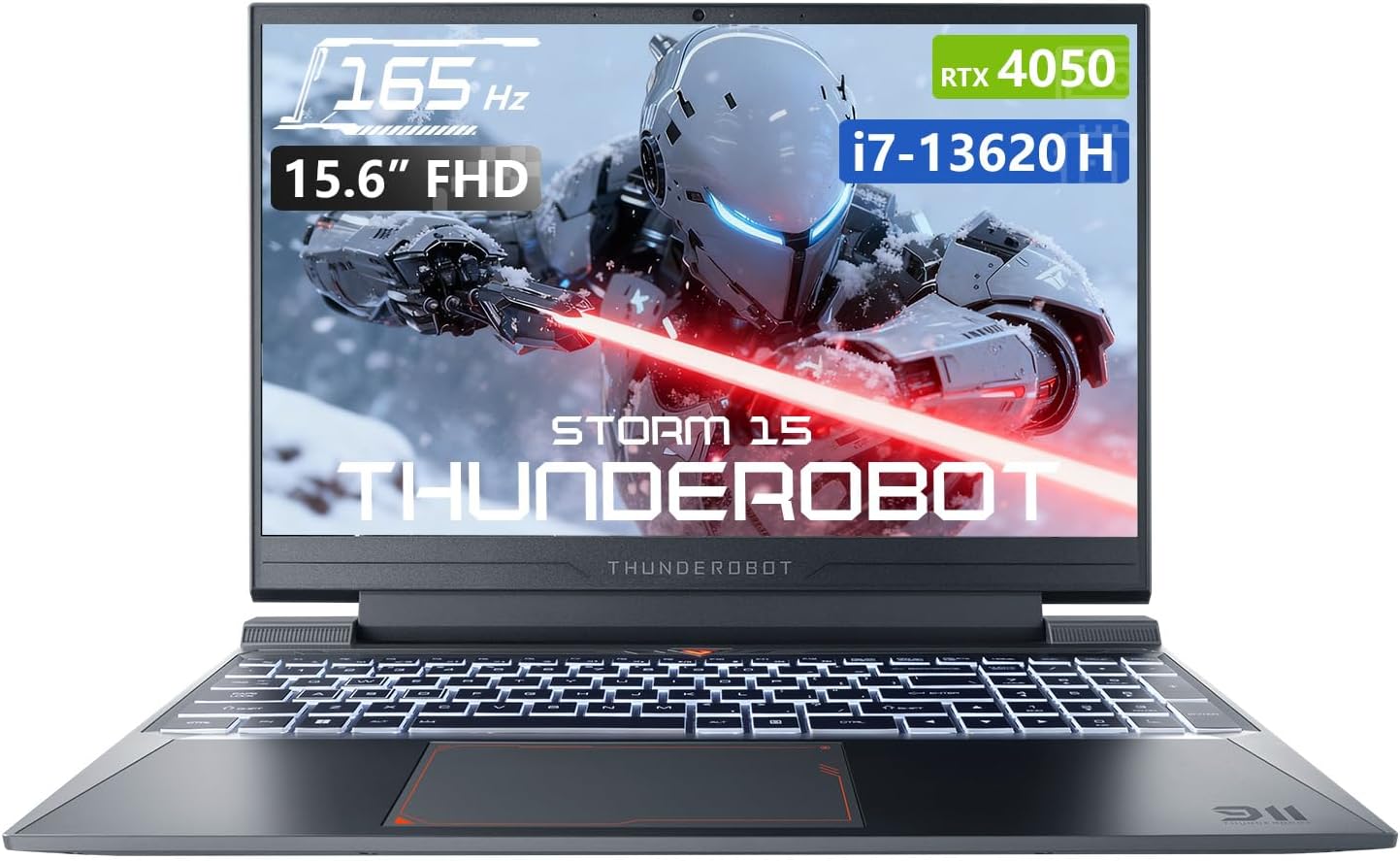 Thunderobot Storm 15 4050 Gaming Laptop, Intel Core i7-13620H, GeForce RTX 4050, 15.6″ FHD 165Hz Display, 32GB RAM, 1TB SSD, Backlit Keyboard, HDMI, Wi-Fi, Win 11 Home, Black
