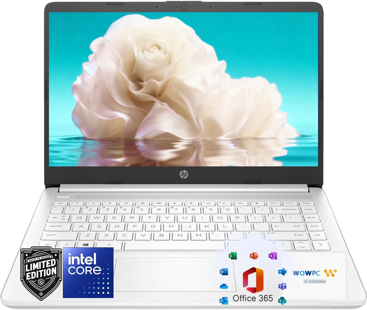 HP Ultrabook Laptop, Snowflake White Design, Intel Quad-Core CPU, 8GB RAM, 64GB SSD + 1TB OneDrive, Windows 11 with Copilot AI — Ideal for Students & Home Use