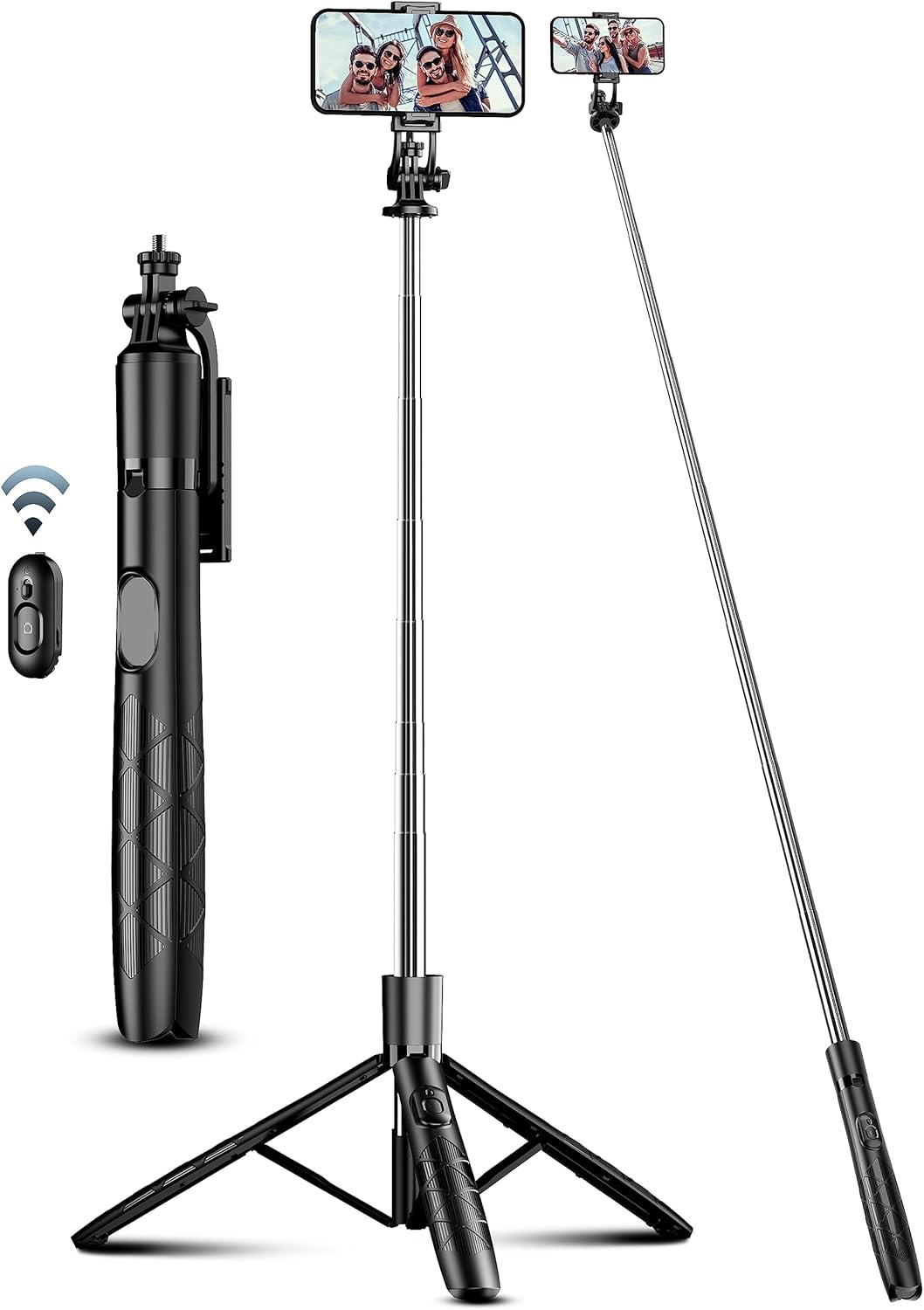 71″ Phone Tripod & Selfie Stick, All in One Extendable Cell Phone Tripod with Wireless Remote, Tripods Stand for iPhone & Travel Selfie Stick 360° Rotation Compatible with iPhone Android, Camera
