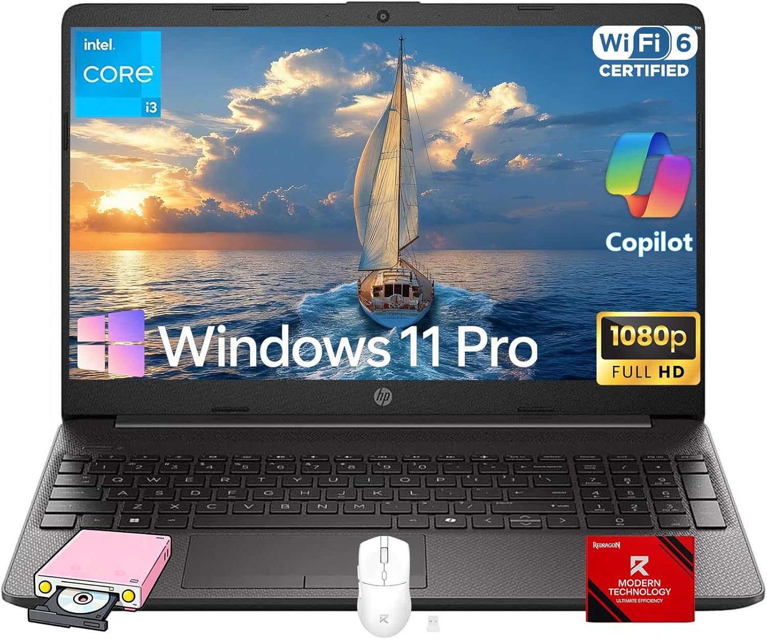 HP 250G-Series Premium Business Laptop – 32GB RAM, 1TB SSD, 15.6″ Full HD Display • 13th Gen Intel i3-1315U CPU (Up to 4.5Ghz), Numeric Keypad, Wi-Fi 6, Win 11 Pro, Camera, with Accessories