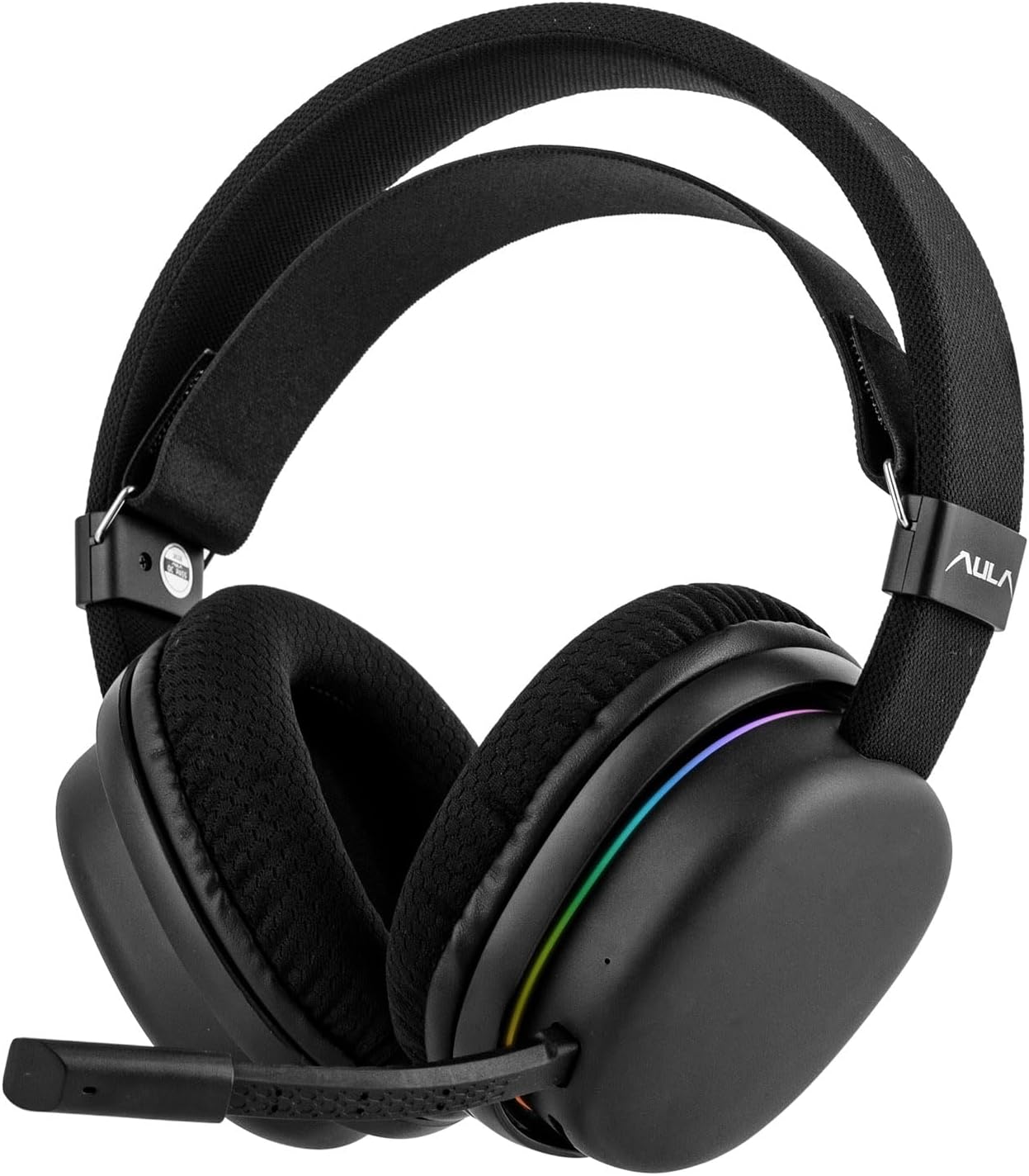 MechLands Aula G7 Wireless Gaming Headset for PS4/PS5/PC/Switch, Over-Ear Headphones with Detachable Noise Canceling Mic, RGB, Surround Sound, 60H Battery, 2.4GHz/BT/Wired (Black)
