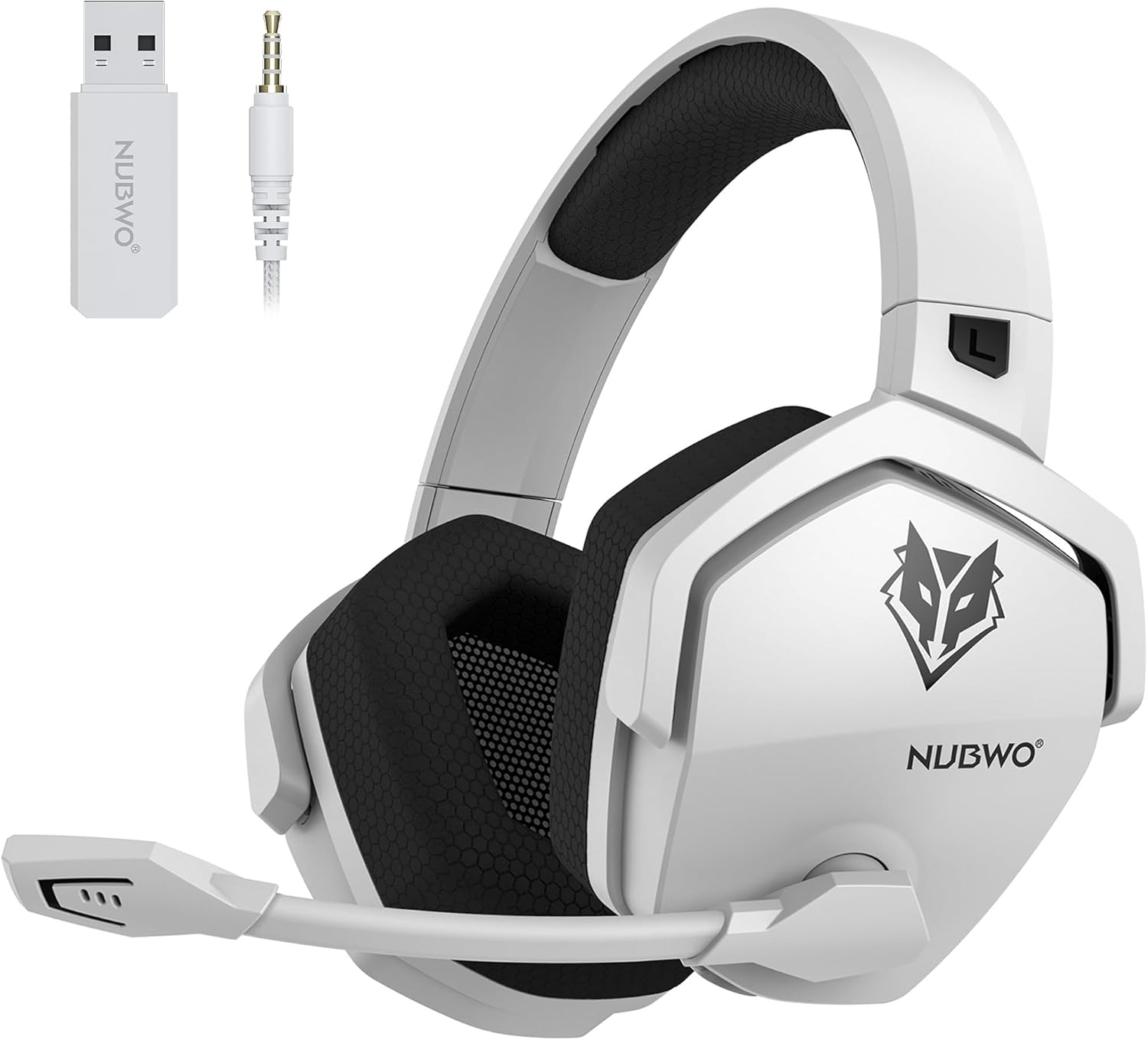 NUBWO Wireless Gaming Headset with Mic for Ps5 Ps4 PC, Zero Interference, 100-Hour Battery All-Day Play, 23ms Sync​ for Fortnite & Call of Duty/FPS Gamers, Triple Mode All Devices Compatible – White