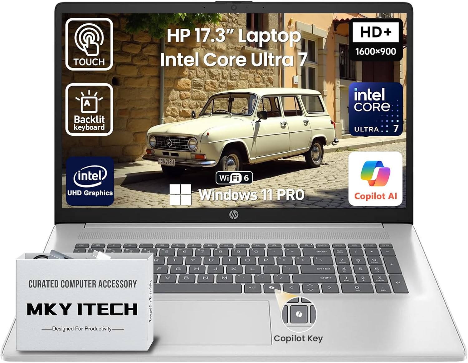 2026 HP 17 Inch Laptop Touchscreen Computer Notebook, 17.3 HD+ IPS Touch screen Business Laptop AI PC, 15th Gen Intel 12-Core Ultra 7, 32GB DDR5 RAM 1TB SSD | Windows 11 Pro | Backlit 10-Key | Wi-Fi 6