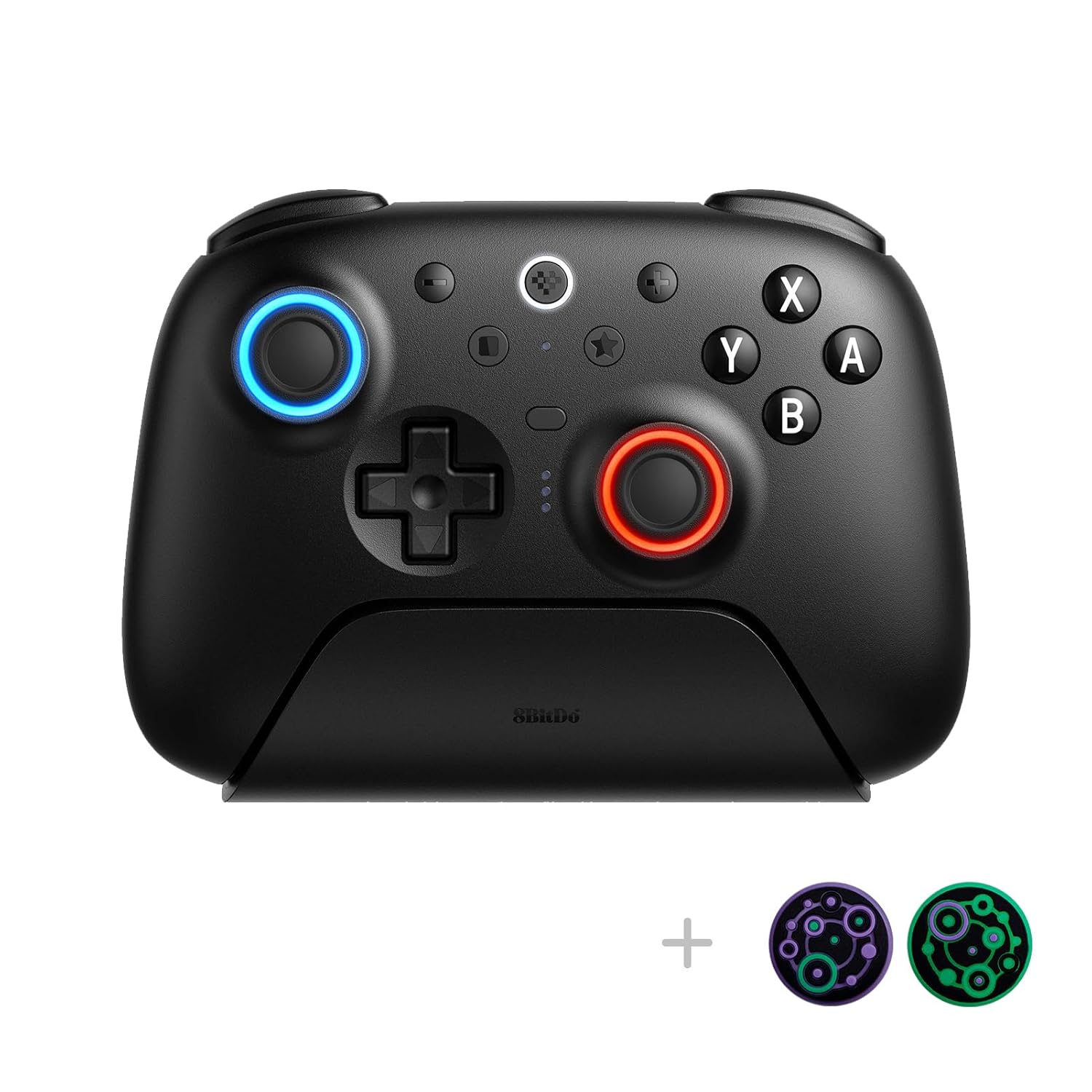 8Bitdo Ultimate 2 Bluetooth Controller with TMR Joysticks, Switchable Hall Effect/Tactile Triggers, Vibration, Motion Control, RGB Fire Ring and Back Buttons for Switch/Switch 2 & Windows PC – Black
