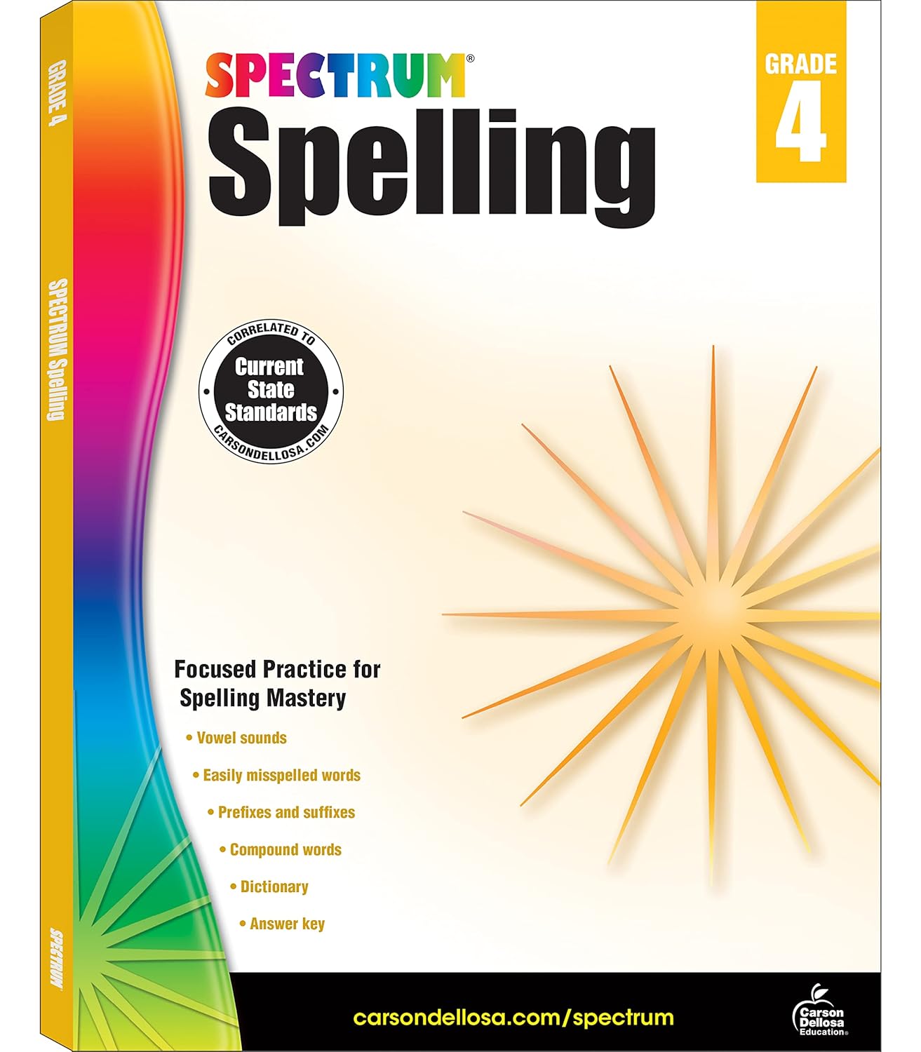 Spectrum Grade 4 Spelling Workbook, Compound Words, Dictionary Skills, Prefixes, Suffixes, Vowels, Vocabulary, Grammar, and More, Language Arts Classroom or Homeschool Curriculum