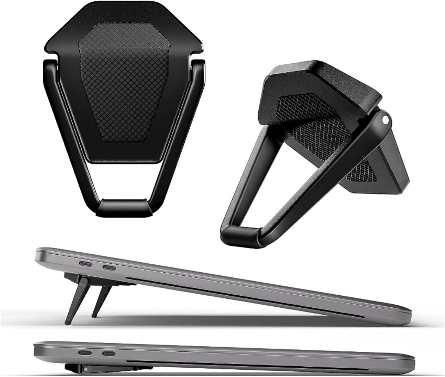 Portable Invisible Laptop Stand – 2PCS zinc Alloy Laptop Mini Stand Heat Dissipation pad, Laptop Lifter Suitable for 12-20 inch Laptop (One Size Mutil Color) (Black)