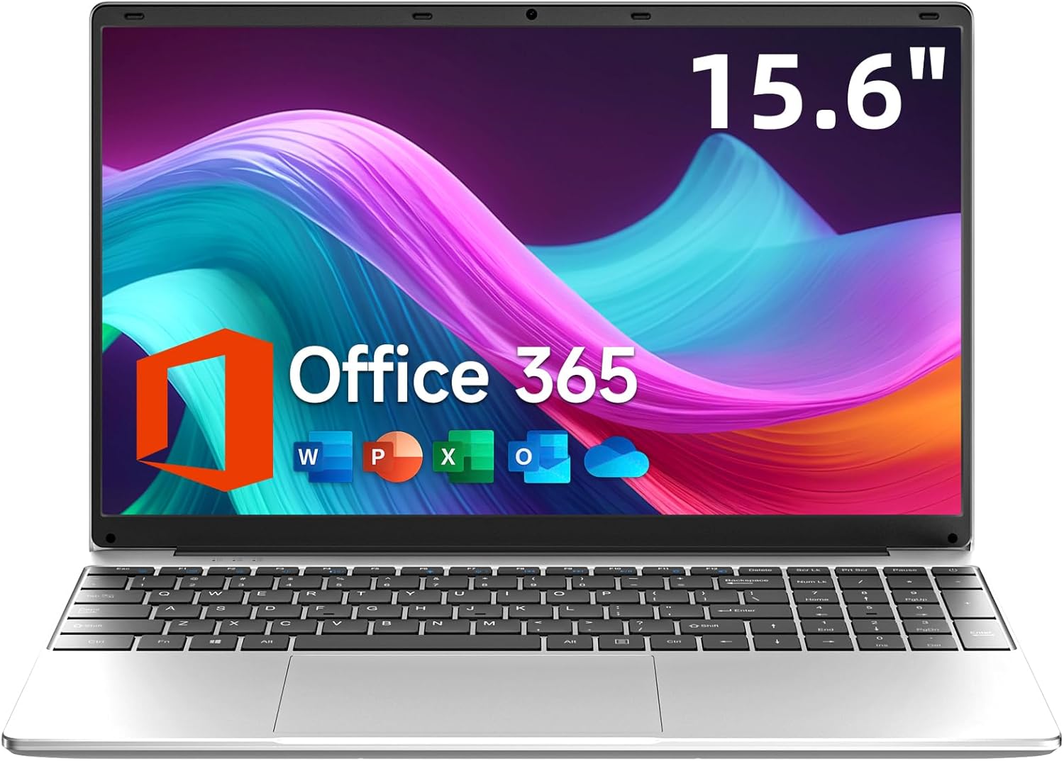 15.6 Inch Laptop with Office 365, 4GB RAM, 128GB Storage Expandable 1TB, 5205U Processor, HD Display, Windows 11 Laptops Computer, Wi-Fi 5, BT4.2, Numpad, Type-C, for Business and Students.