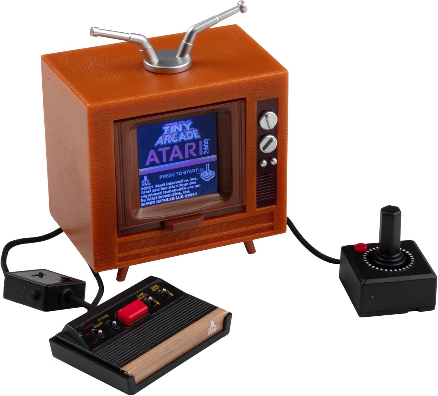 Tiny Arcade Atari 2600 3.5″ Mini Retro Game – Playable Console & TV w/ Real Gameplay & Sound-10 Classic Video Games: Pac-Man, Breakout, &More(Ages 8+)