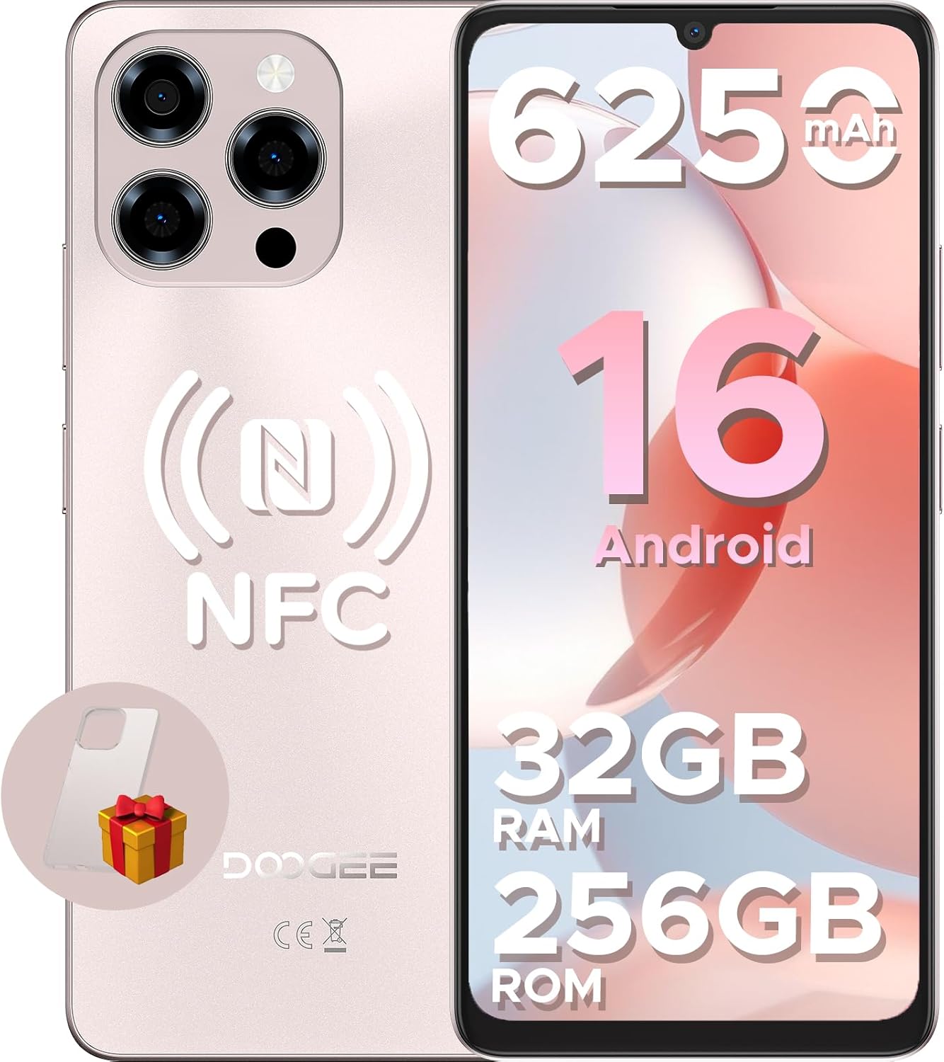 DOOGEE Note 58 Pro Android 16 Unlocked Phones,32GB+256GB/2TB,6.75″ HD+ 90Hz Cell Phone,6250mAh Battery,16MP+8MP,4G Dual SIM Unlocked Smartphone,Octa Core/Widevine L1/ GPS/NFC/Fingerprint/Face Unlock