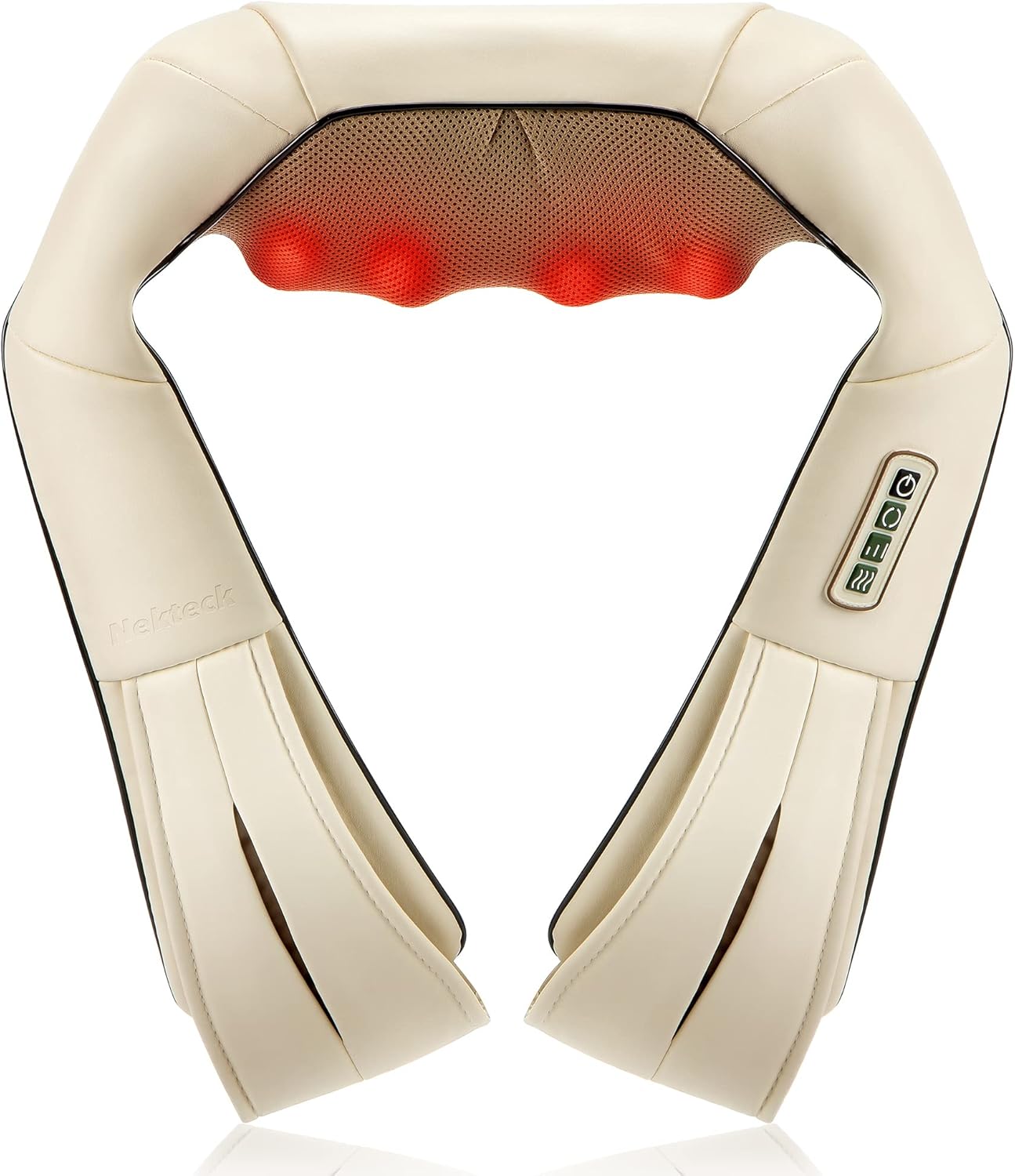 Nekteck Neck Massager for Pain Relief Deep Tissue, FSA Eligible Shiatsu Back Massager with Heating 3D Kneading Massage Pillow for Shoulder Leg Muscle, Office Home Car Use, HSA Eligible, Plug-in Use