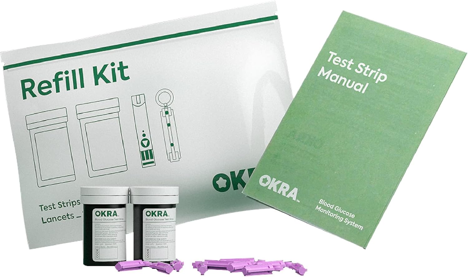 OKRA Pro Blood Glucose Test Strips – Test Strips for Diabetes, Accurate & Fast Results, Easy to Use, Small Blood Sample, 100 Test Strips
