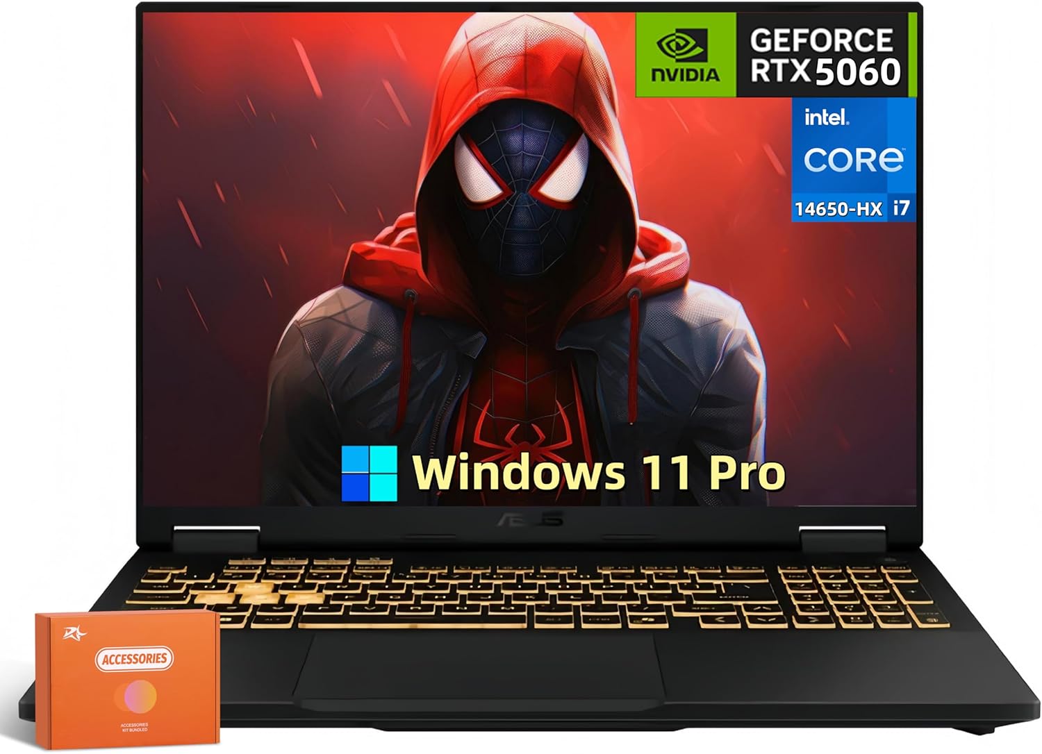ASUS TUF F16 Gaming Laptop, NVIDIA RTX 5060 8GB GDDR7 GPU, 16″ FHD+ 165Hz Display, Intel i7-14650HX(Beat AMD R9 8940HX), 32 GB DDR5, 2 TB SSD, Windows 11 Pro, RGB Backlit Keyboard, w/Accessories