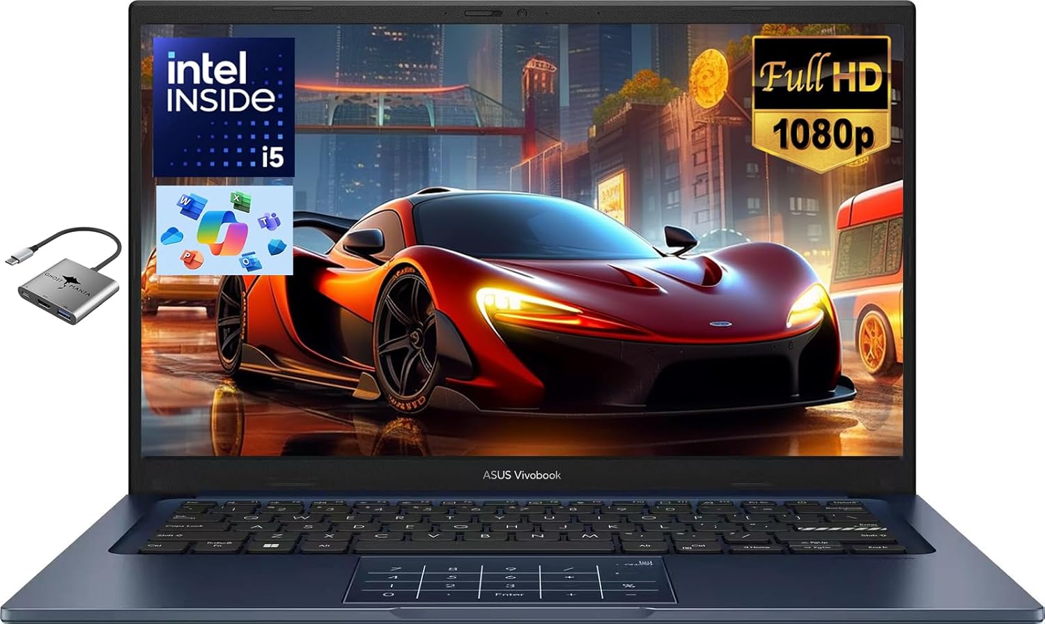 ASUS Laptop Computer for Home Student Study Business College, Intel 10-Core i5 (up to 4.6 GHz), 24GB RAM 1TB SSD, Numeric Keypad, Private Webcam, WiFi, BT 5.1 Windows 11 Pro w/GM Accessory