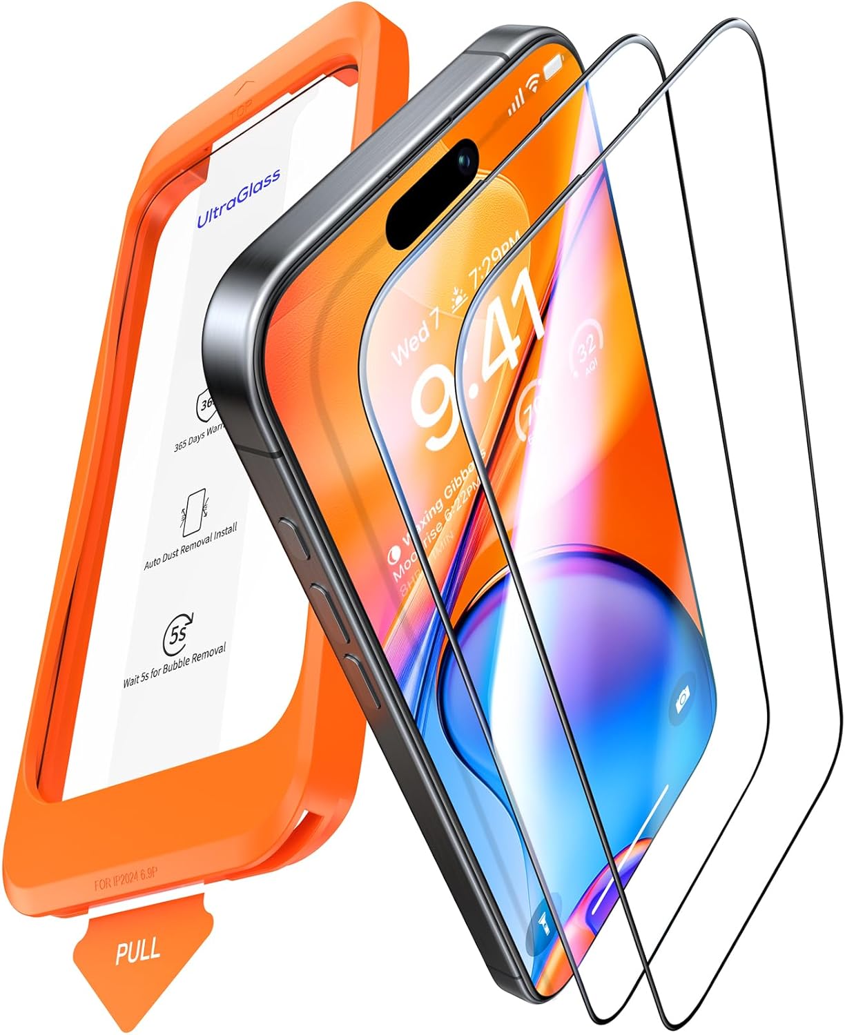 UltraGlass UNBREAK TOP 9H+ Glass for iPhone 16 Pro Max Screen Protector [NO.1 Military Grade Shatterproof] Screen Protector 16 ProMax Tempered Glass [Longest Durable] Full Edge Coverage, 2 Pack
