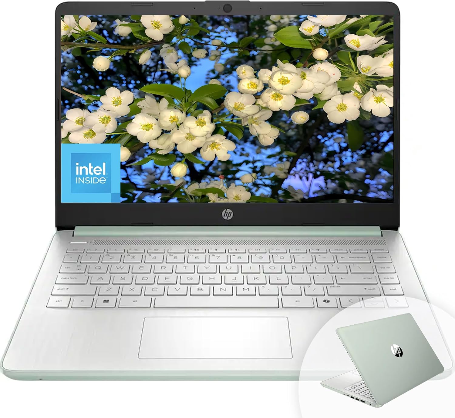 HP 14″ HD Student Business Laptop, Intel Quad-Core N150, 8GB RAM, 128GB UFS, 1 Year Office 365, Webcam, HDMI, Bluetooth, WiFi, Win 11 Pro, Slim Design, Willow Green