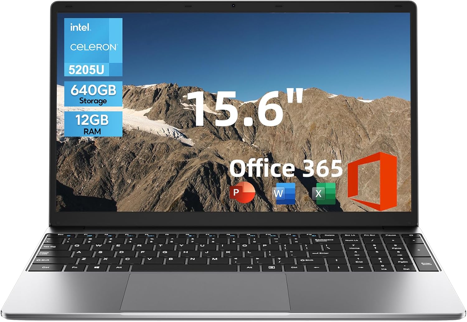 jumper Laptop, 12GB RAM 640GB ROM, Office 365-1 Year 5205U Processor, 15.6 Inch Computer, FHD IPS Screen, 38Wh Battery, 2 Stereo Speakers, Numeric Keyboard, HDMI, WIFI5, Type-C.