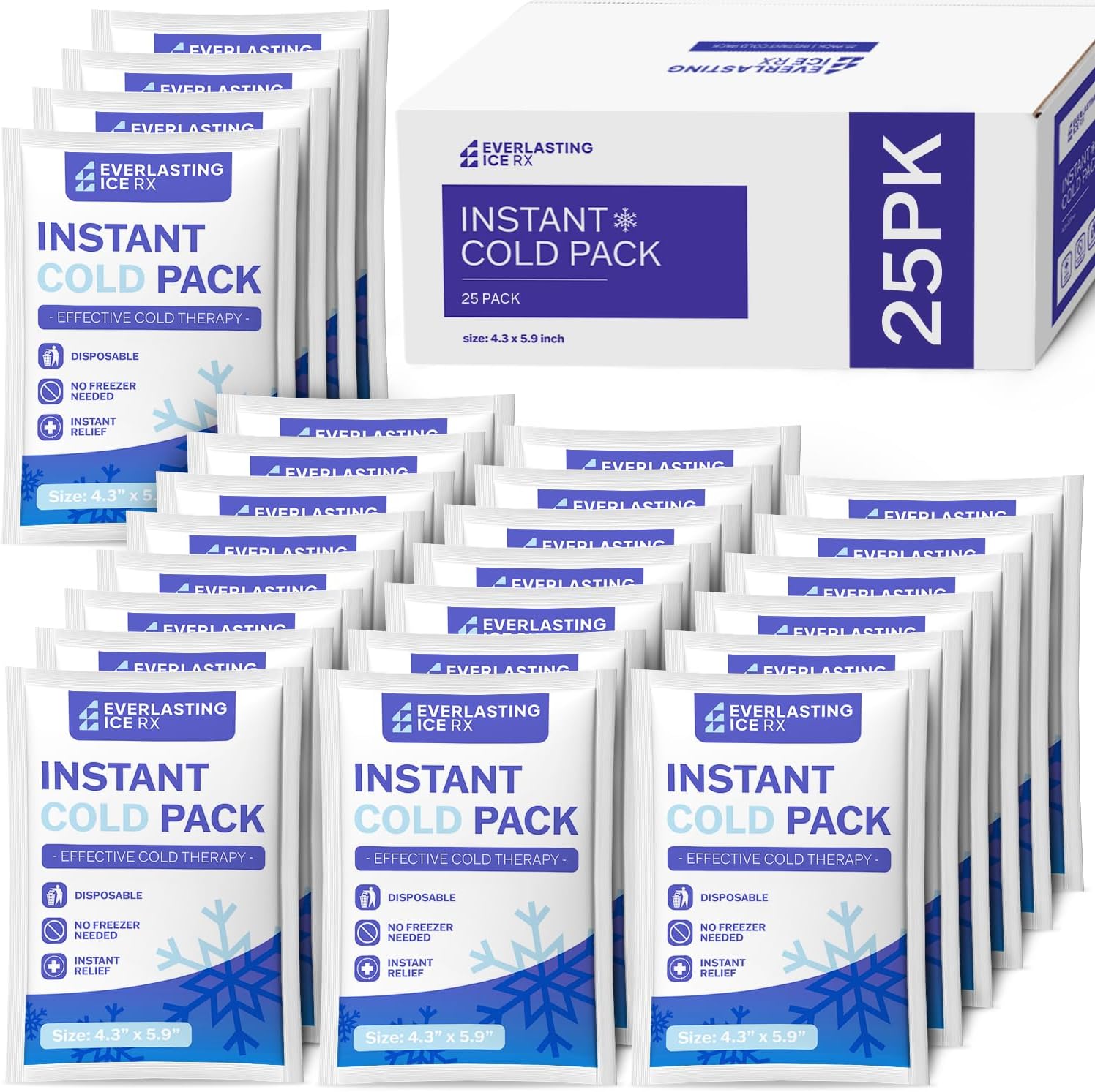 25 Pack – Instant Cold Packs – Instant Ice Packs for Injuries | Disposable Cold Compress Ice Pack for Pain Relief, Swelling, Inflammation, Sprains, Toothache – Cold Pack for Athletes