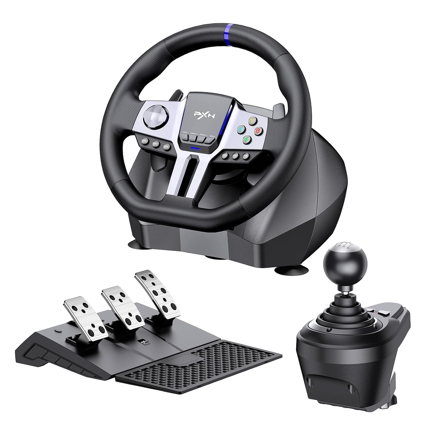 PXN PC Steering Wheel, V9 GEN2 Universal Usb Car Sim 270/900 Degree Race Steering Wheel with 3-Pedals and Shifter Bundle for PC, Xbox One, Xbox Series X/S, PS4, PS3