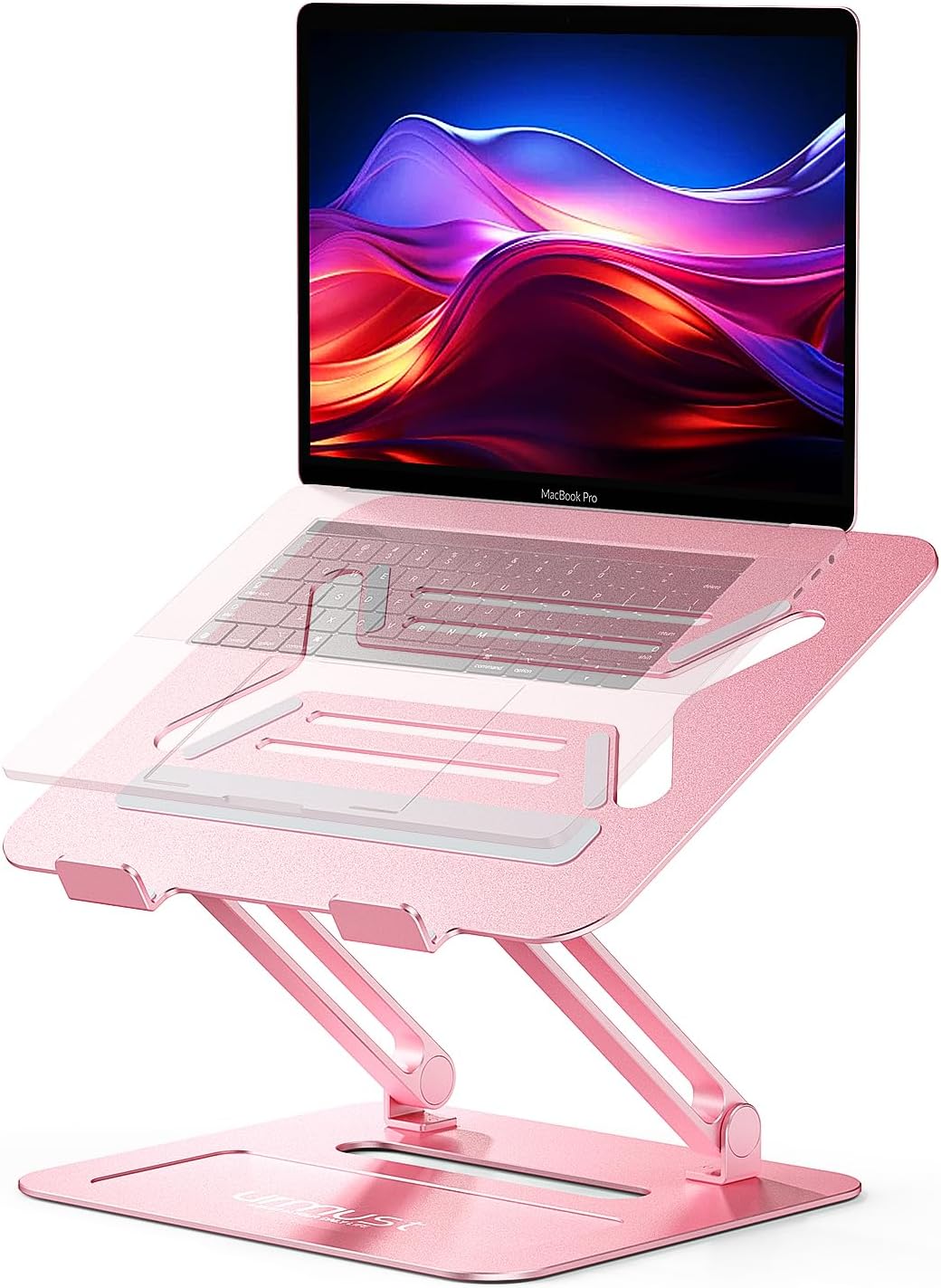 Urmust Adjustable Laptop Stand for Desk Aluminum Computer Stand for Laptop Riser Holder Notebook Stand Compatible with MacBook Air Pro Ultrabook All Laptops 11-17 inch (Rose Gold)