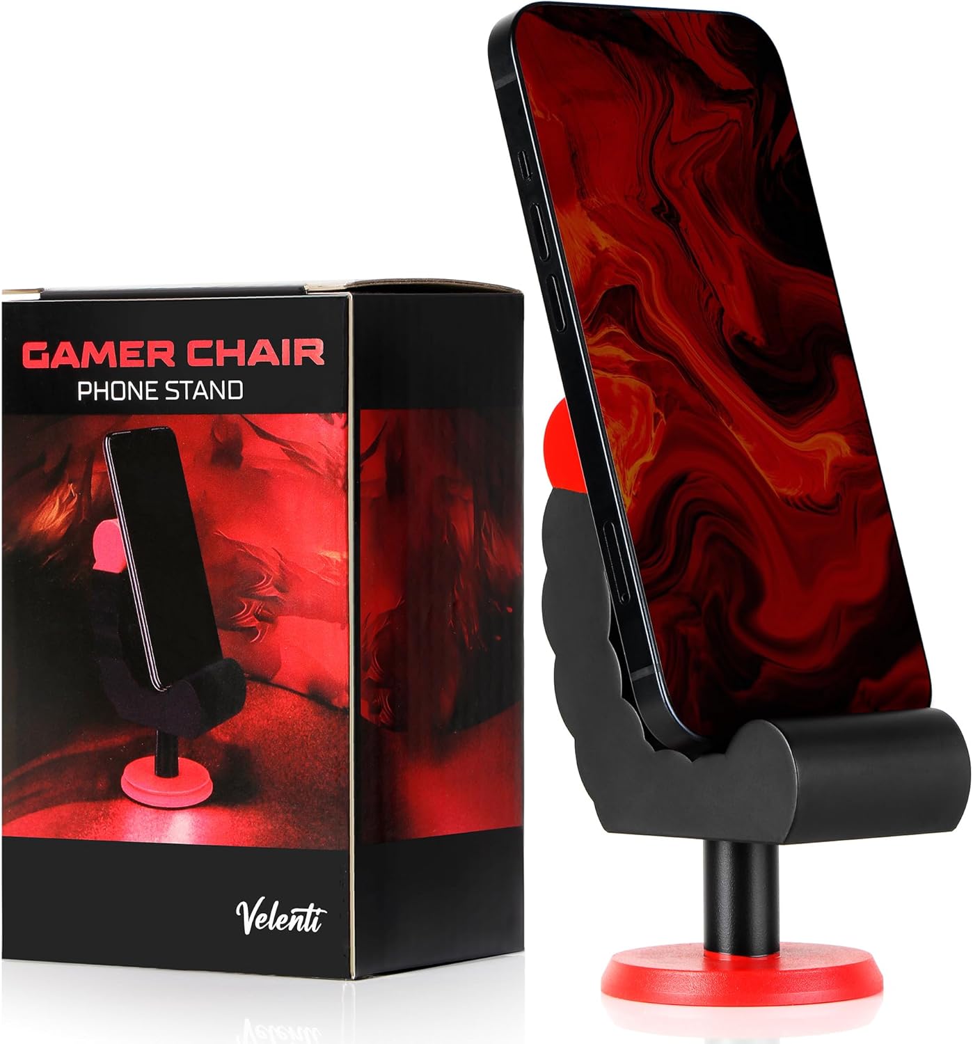 VELENTI Gamer Chair Phone Stand – Phone Holder for Smartphones, Kindles Up to 19 cm Tall – Fun Gaming Accessories for Gamers – Useful Gamer Gadgets – Lovely Birthday Gift for Gamers