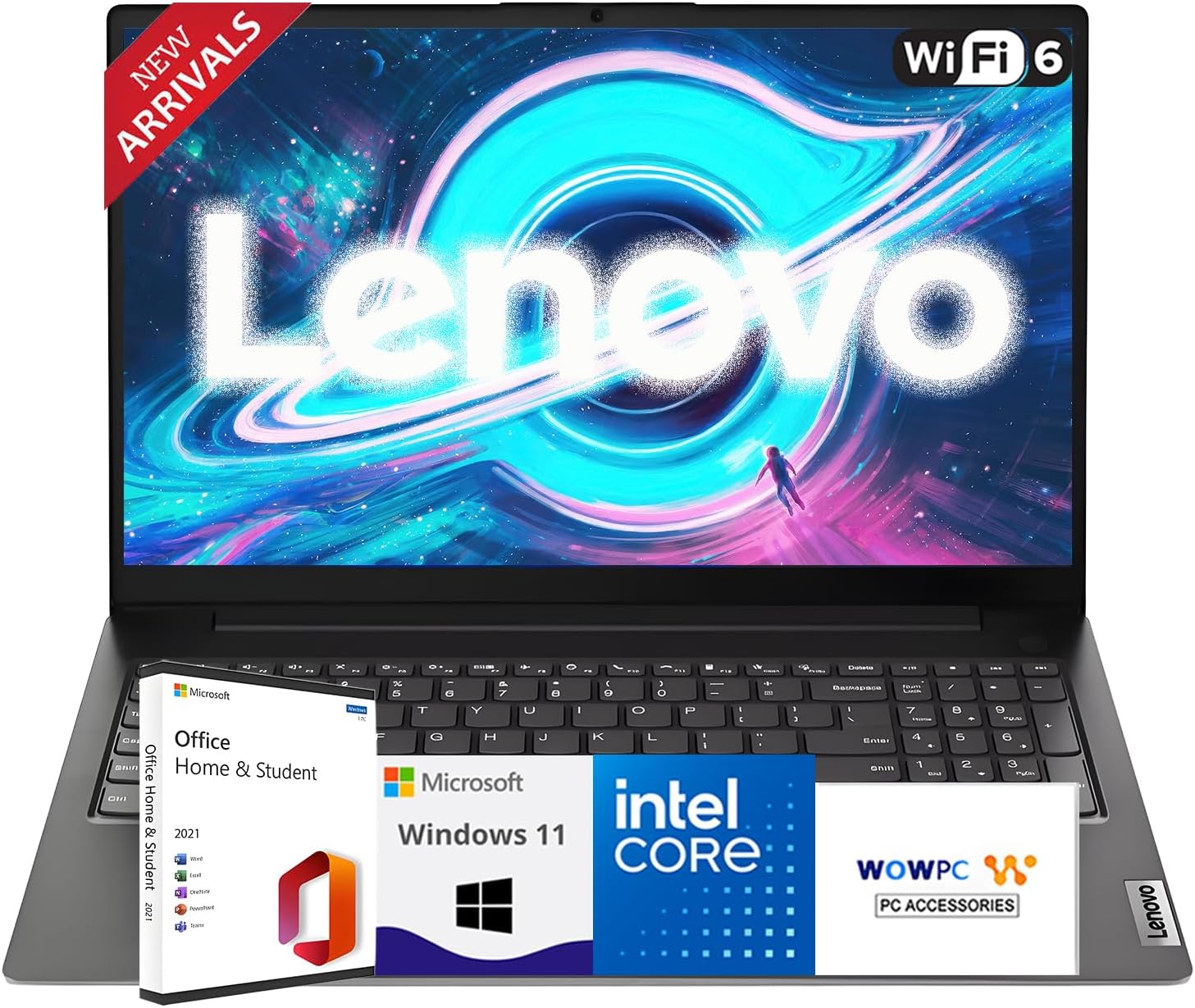 Lenovo New V15 Business Laptop 2025/2026 Edition, 15.6″ FHD Display, Intel High-Performance CPU, 16GB RAM, 1TB SSD, Windows 11 with Microsoft Office, Ultra-Quiet Design, Long Battery Life. WOWPC