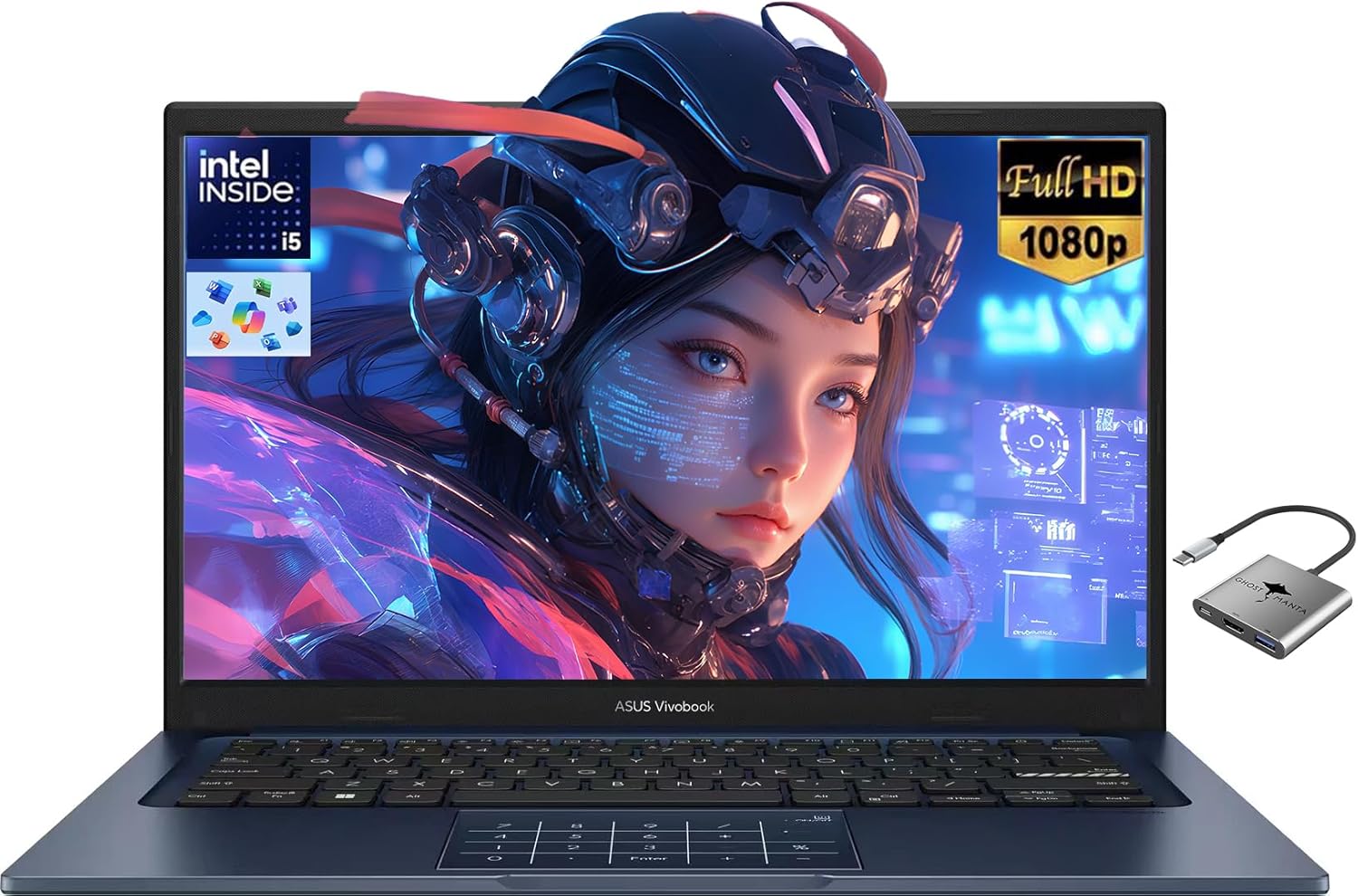 ASUS Vivobook 14″ FHD Laptop for Business Home School, Intel 10-Core i5-1334U(Beat i7-1250U), 24GB RAM 1TB SSD, Numeric Keypad, Private Webcam BT 5.1 Windows 11 Pro w/GM Accessory