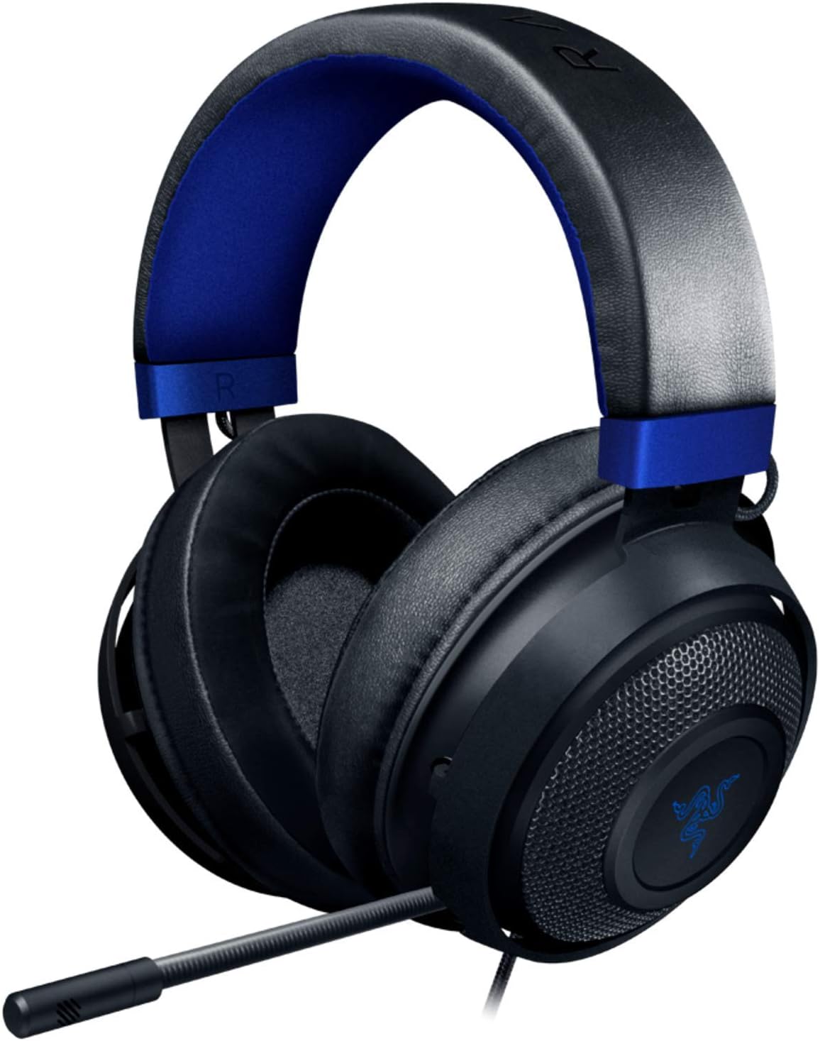 Razer Kraken Gaming Headset: Lightweight Aluminum Frame – Retractable Noise Isolating Microphone – for PC, PS4, PS5, Switch, Xbox One, Xbox Series X & S, Mobile – 3.5 mm Headphone Jack – Black/Blue