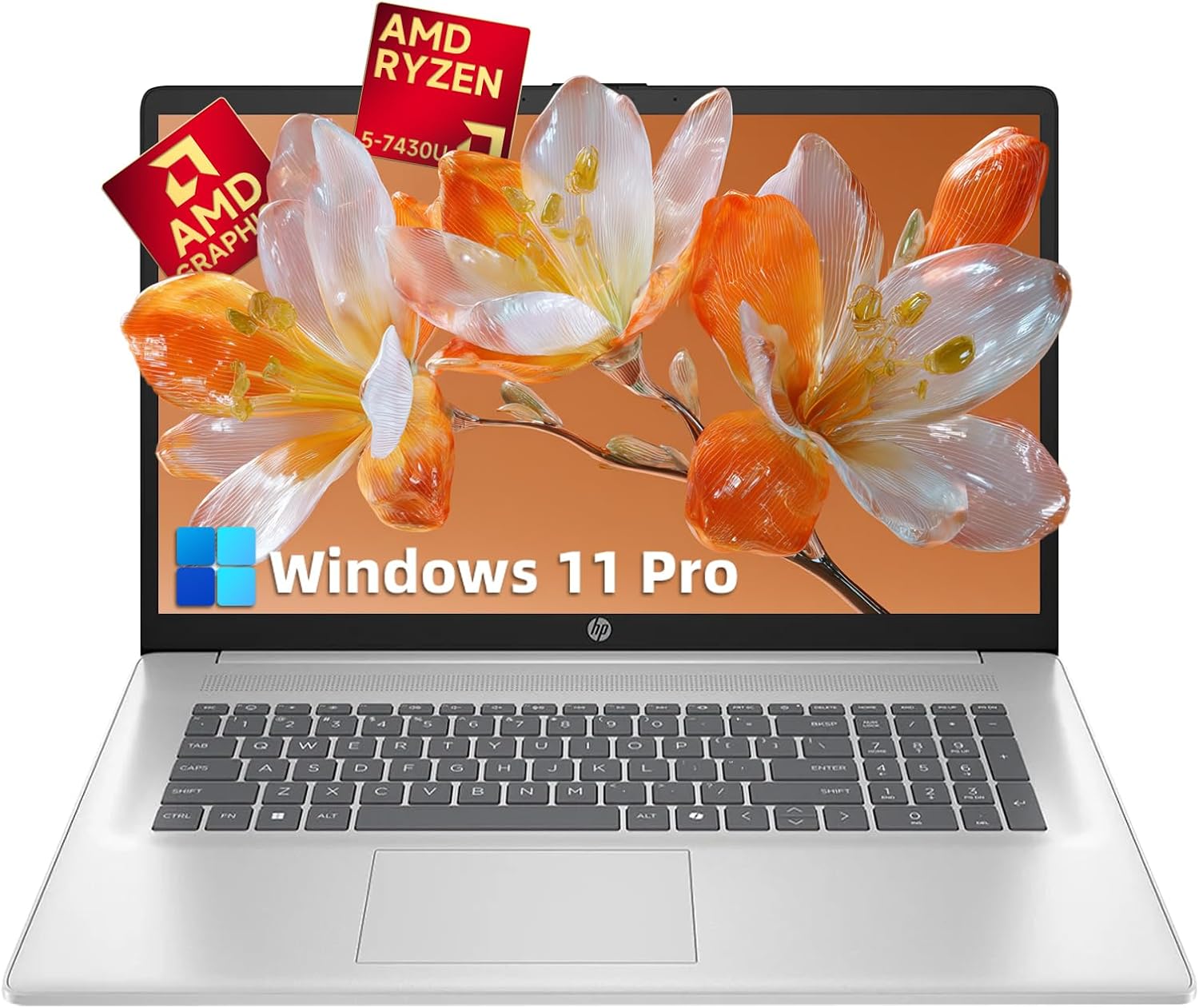 HP Flagship 17 Touchscreen Laptop Computer – 17.3″ Anti-Glare HD+ Display, Windows 11 Pro, Copilot, AMD Ryzen 5 7430U (up to 4.3GHz), Backlit Keyboard, Wi-Fi 6, Fast Charge | 16GB RAM + 1TB SSD