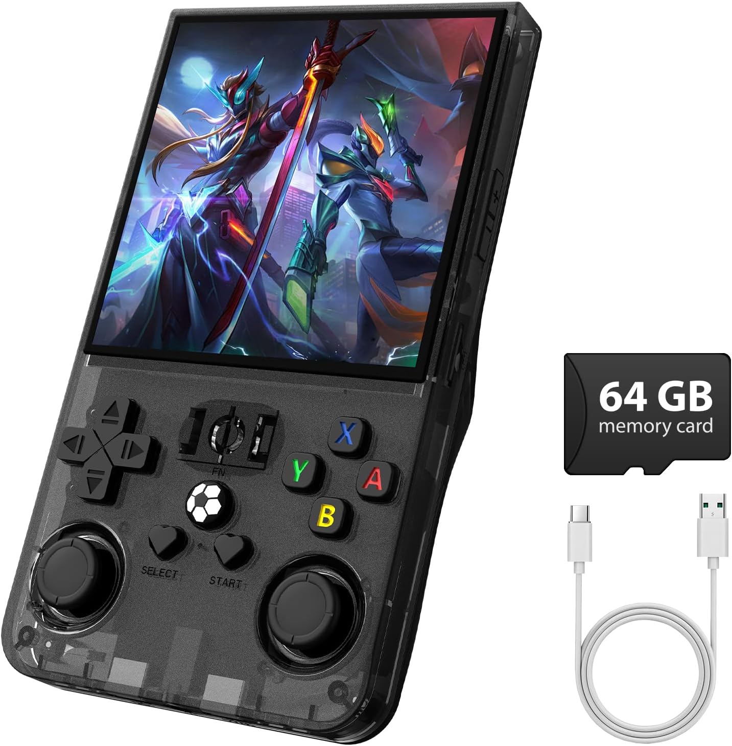 R36MAX Retro Gaming Console, Retro Handheld Games Console with 64GB TF Card, Portable Hand Held Open Source Linux System, 4.0 inch IPS HD Screen Video Game Consoles, 4000mAh Battery (Black)