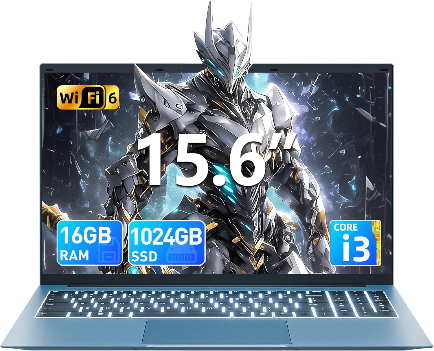 SGIN 15.6 Inch Laptop Computer, Win 11 Laptops with 16GB RAM 1024GB SSD, Core i3 CPU(Up to 3.9GHz), Backlit Keyboard, 53.2WH Battery, WiFi 6, IPS FHD Display, 180° Viewing, HDMI, Type-C