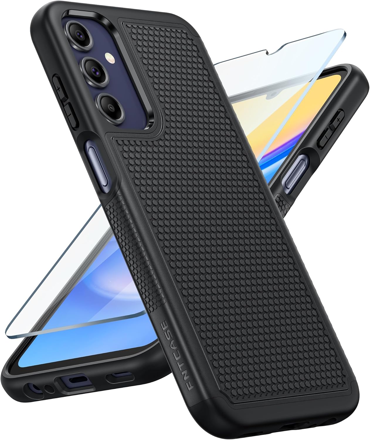 FNTCASE for Galaxy A15-5G Phone Case: Samsung Galaxy A15 5G Dual Layer Protective Heavy Duty Cover Shockproof with Non Slip Textured Back – Military Protection Bumper Tough – 6.5inch Black